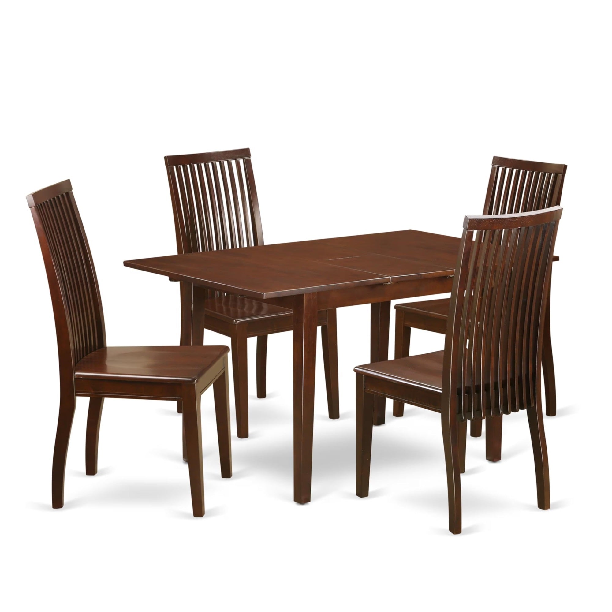 Casafoyer Noip5-Mah-W 5 Piece Kitchen Set Includes A Rectangle Room Table With  Leaf And 4 Dining Chairs, 32X54 Inch