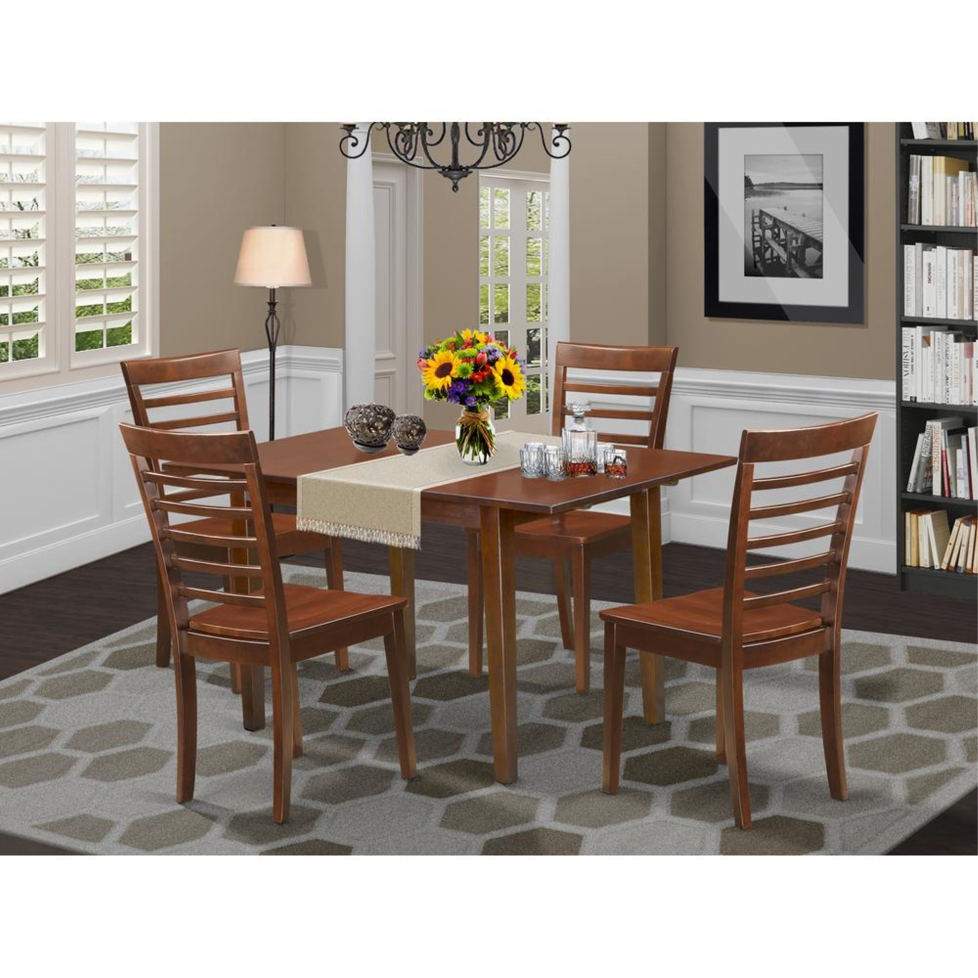 5  Pc  Kitchen  Table  set  -  Table  with  a  12in  Leaf  and  4  Kitchen  Dining  Chairs