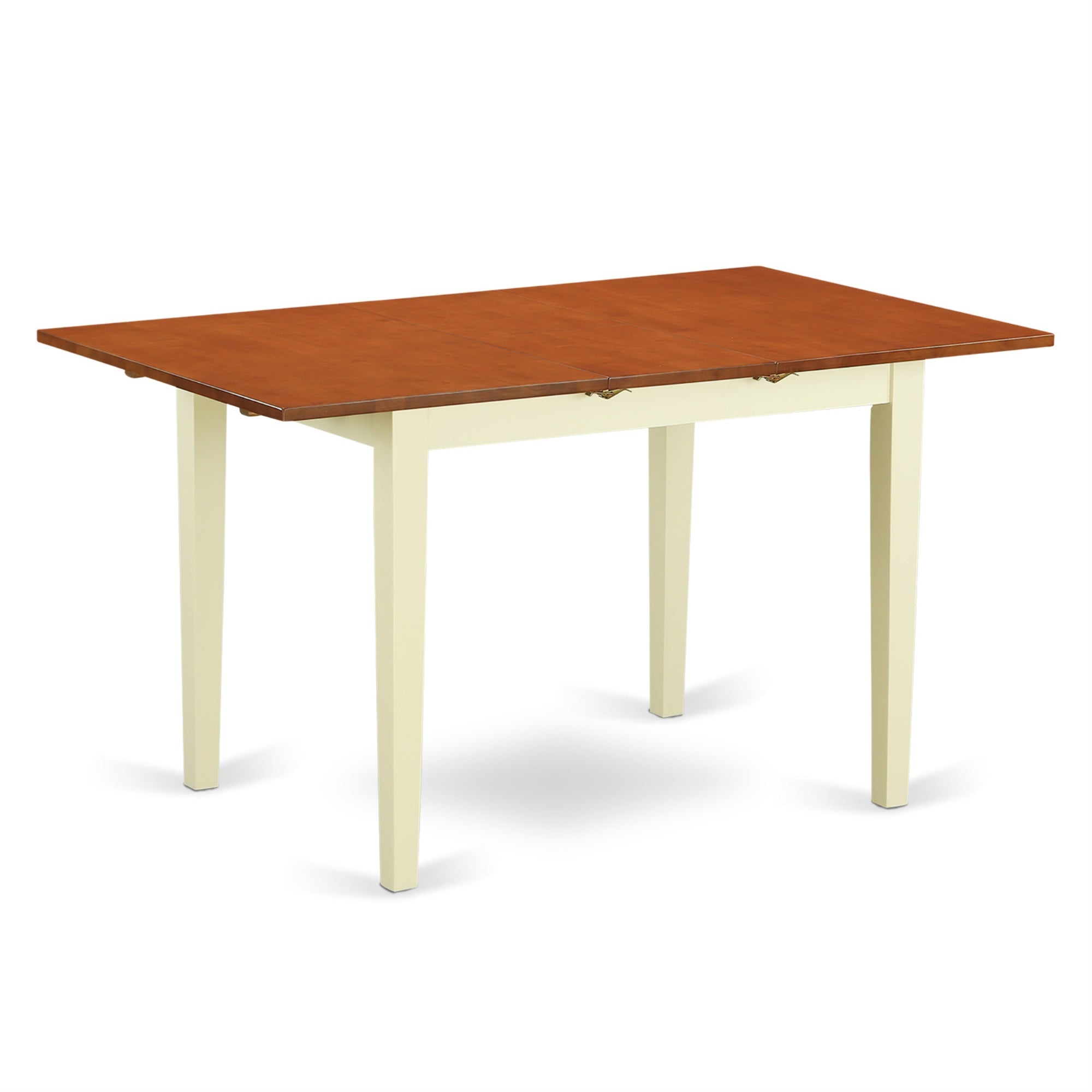 High-Quality Nopl5-Whi-W 5 Pc Kitchen Dinette Set - Solid Asian Hardwood Table & 4 Chairs - Cherry Top, Extendable Leaf - Buttermilk & Cherry Frame'
