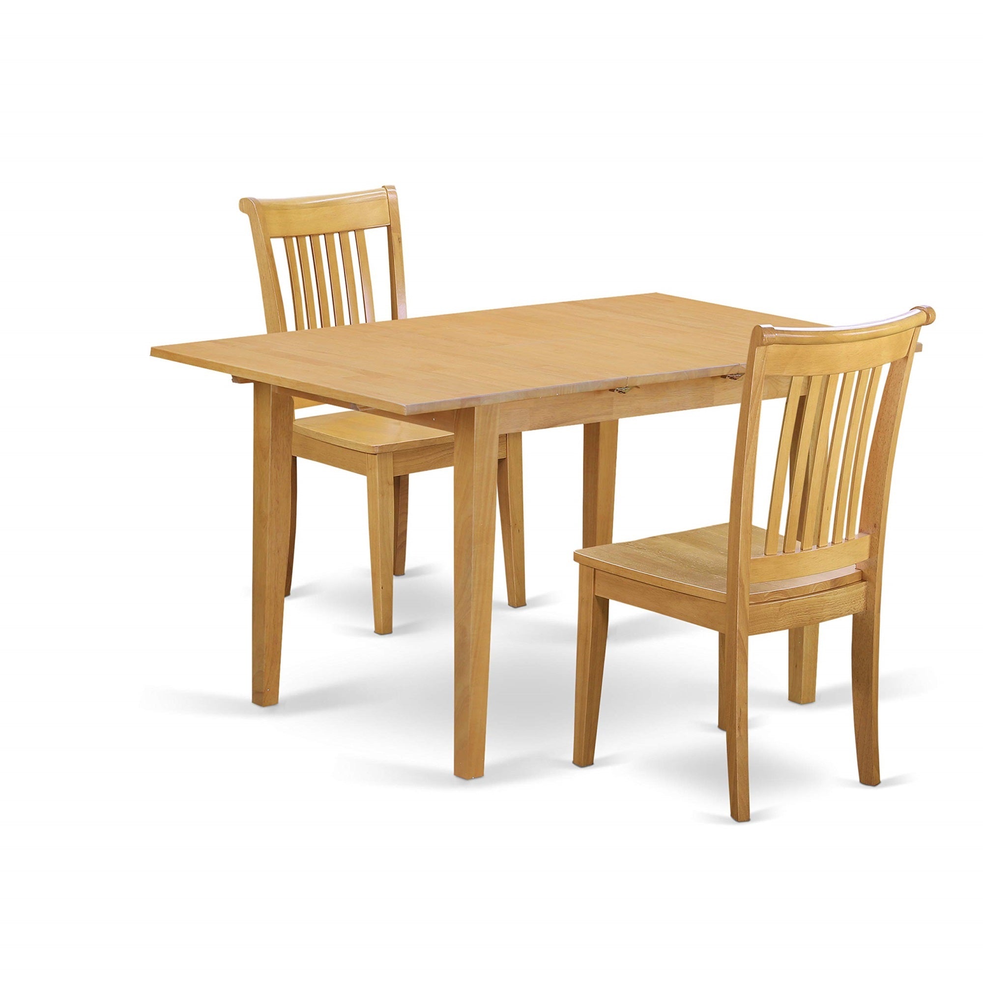 Casafoyer Nopo3-Oak-W 3 Piece Dining Room Table Set Contains A Rectangle Kitchen Table With  Leaf And 2 Dining Chairs, 32X54 Inch, Oak