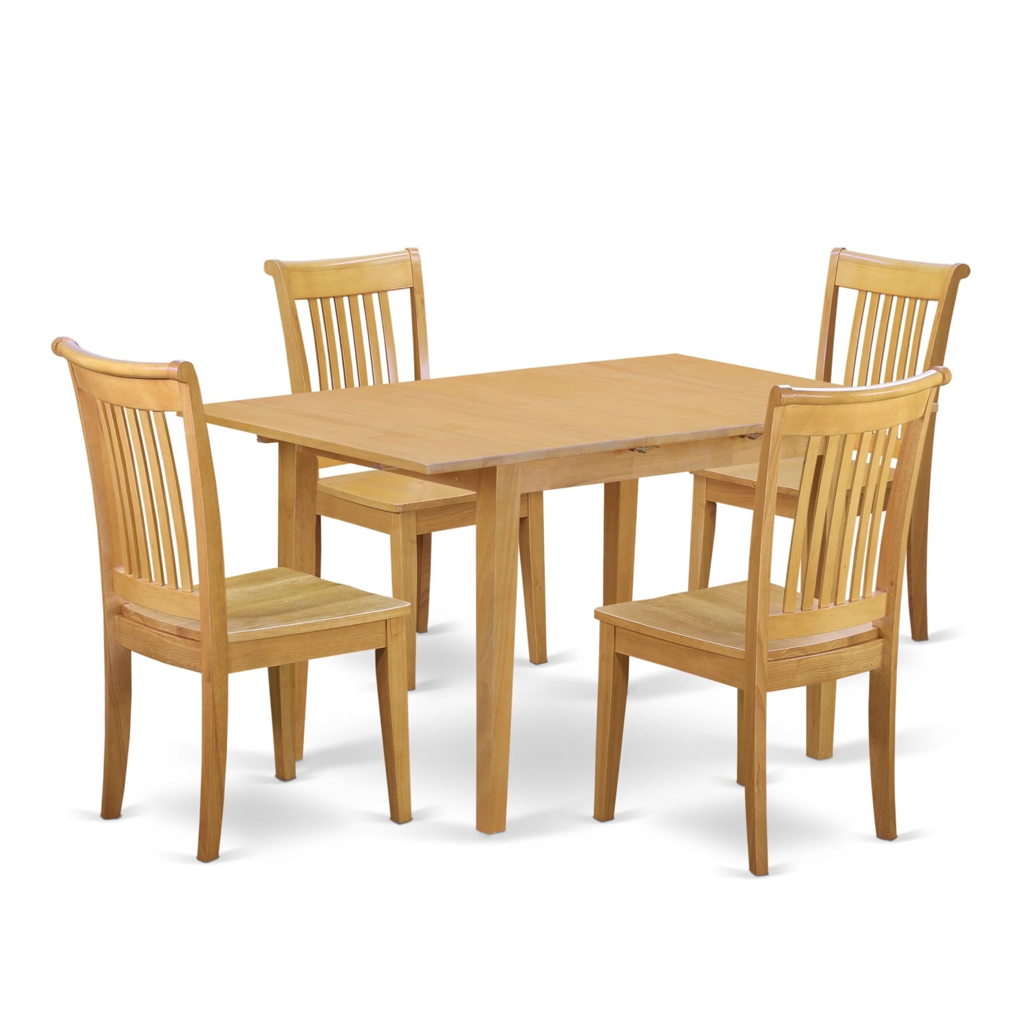 Casafoyer Nopo5-Oak-W 5 Piece Dinette Set For 4 Includes A Rectangle Dining Table With  Leaf And 4 Dining Room Chairs, 32X54 Inch, Oak