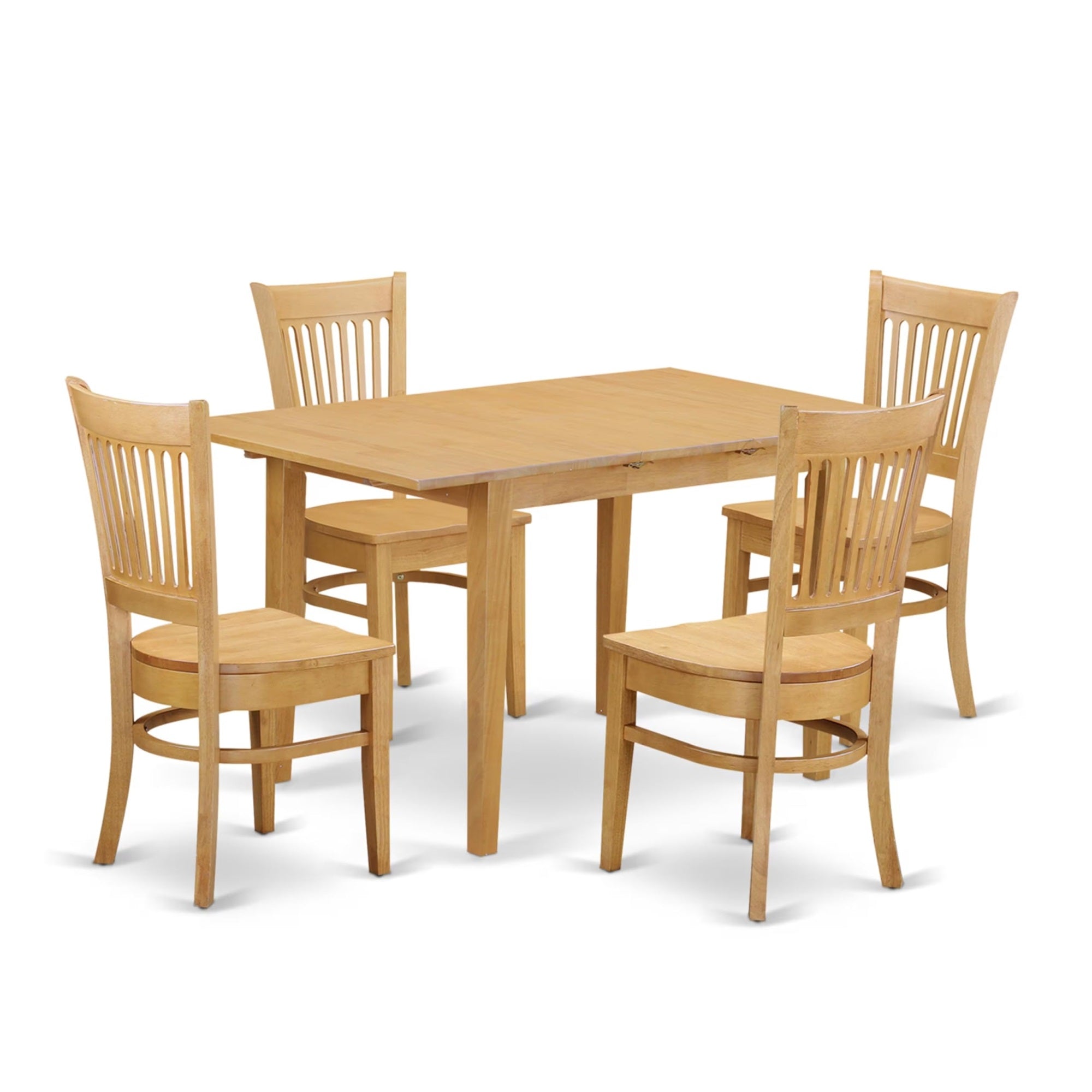 Casafoyer Norfolk 5 Piece Room Set Includes A Rectangle Wooden Table With  Leaf And 4 Kitchen Dining Chairs, 32X54 Inch, Oak