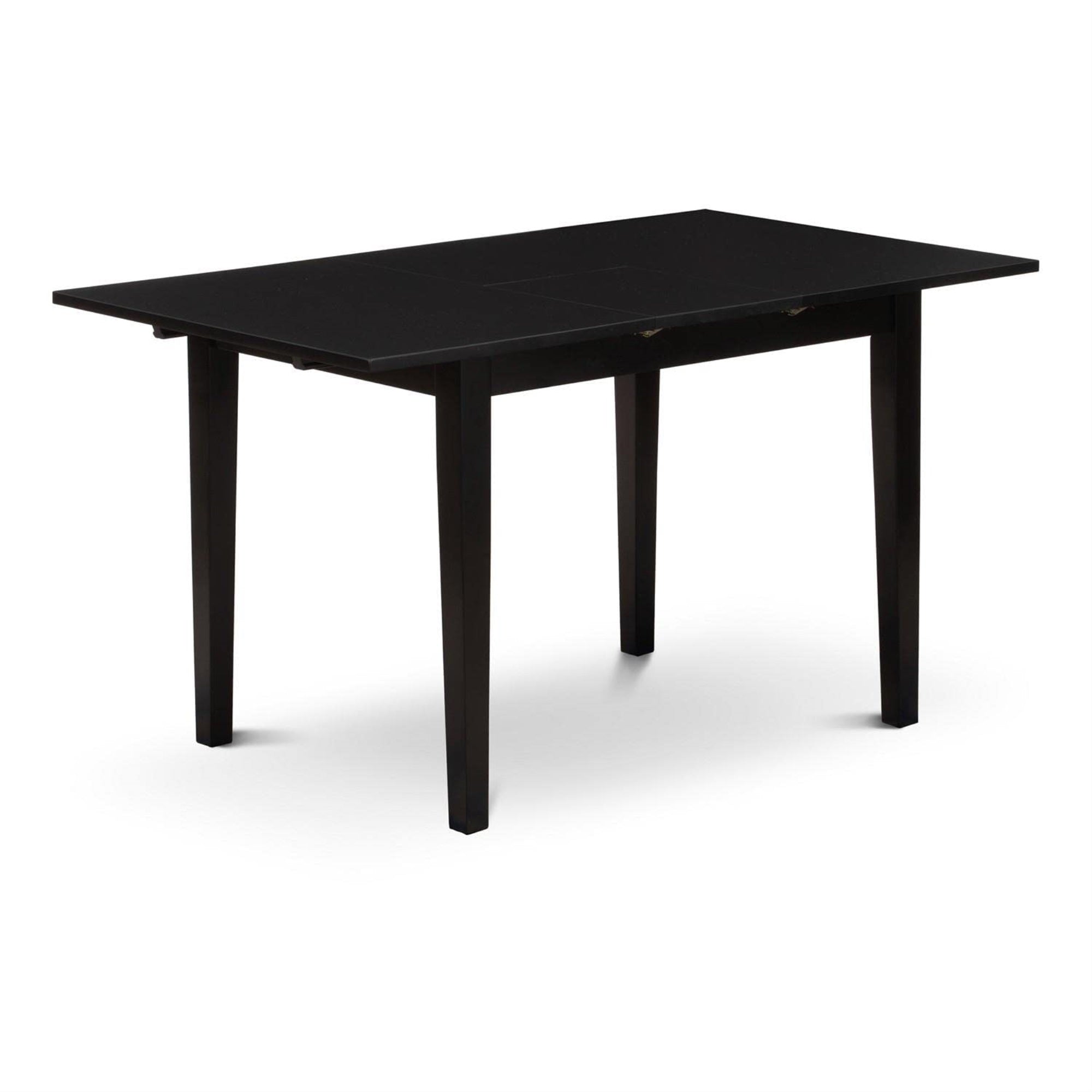 East West Furniture Nowe3-Blk-W 3 Piece Dining Room Table Set Contains A Rectangle Kitchen Table With Butterfly Leaf And 2 Dining Chairs, 32X54 Inch, Black