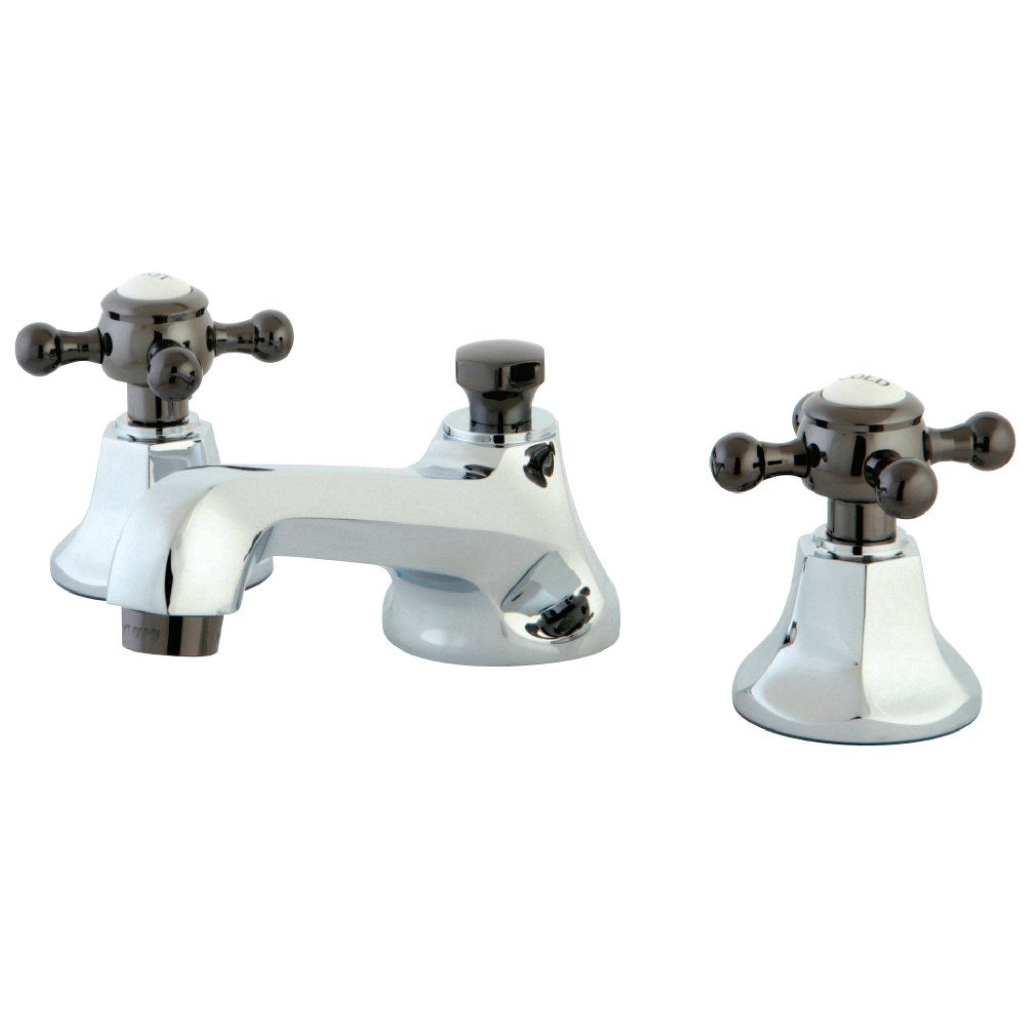 Kingston Brass Ns4463Bx 8 In. Widespread Bathroom Faucet, Polished Chrome/Black Stainless Steel
