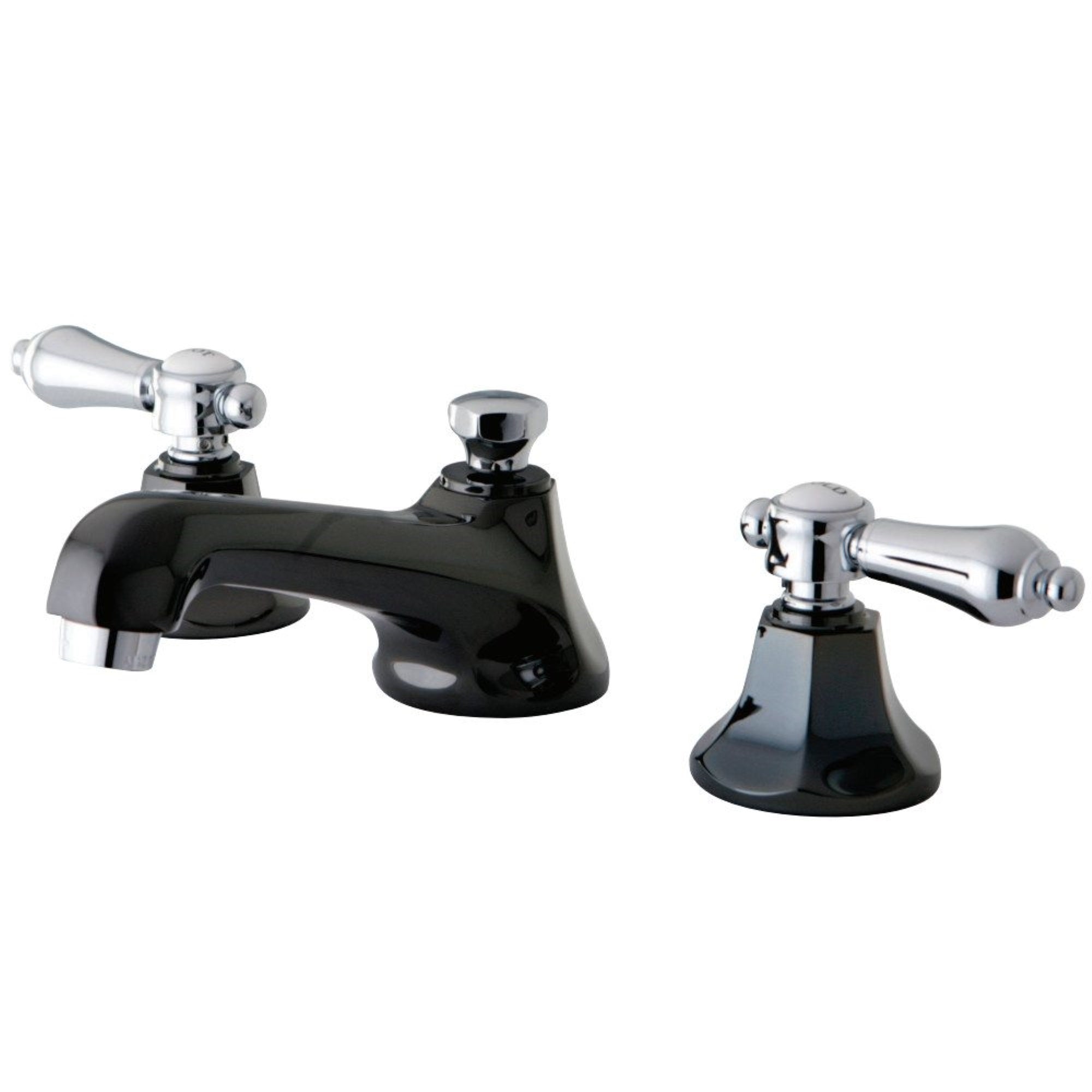 Kingston Brass Ns4467Bal 8 In. Widespread Bathroom Faucet, Black Stainless Steel/Polished Chrome