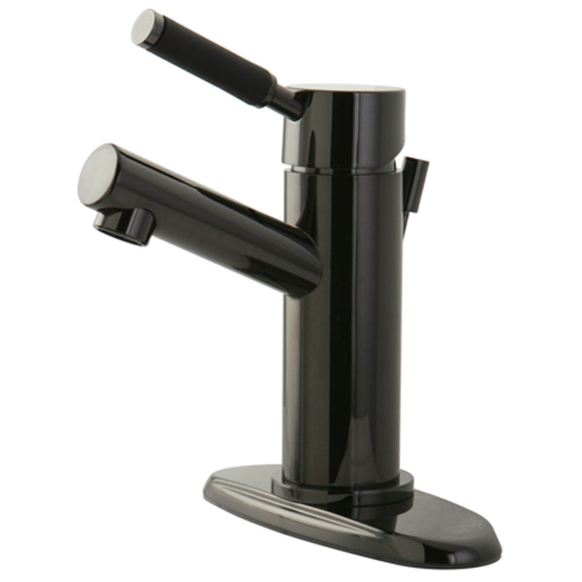 Kingston Brass Ns8420Dkl Water Onyx Single-Handle Bathroom Faucet With Brass Pop-Up And Cover Plate, Black Stainless Steel