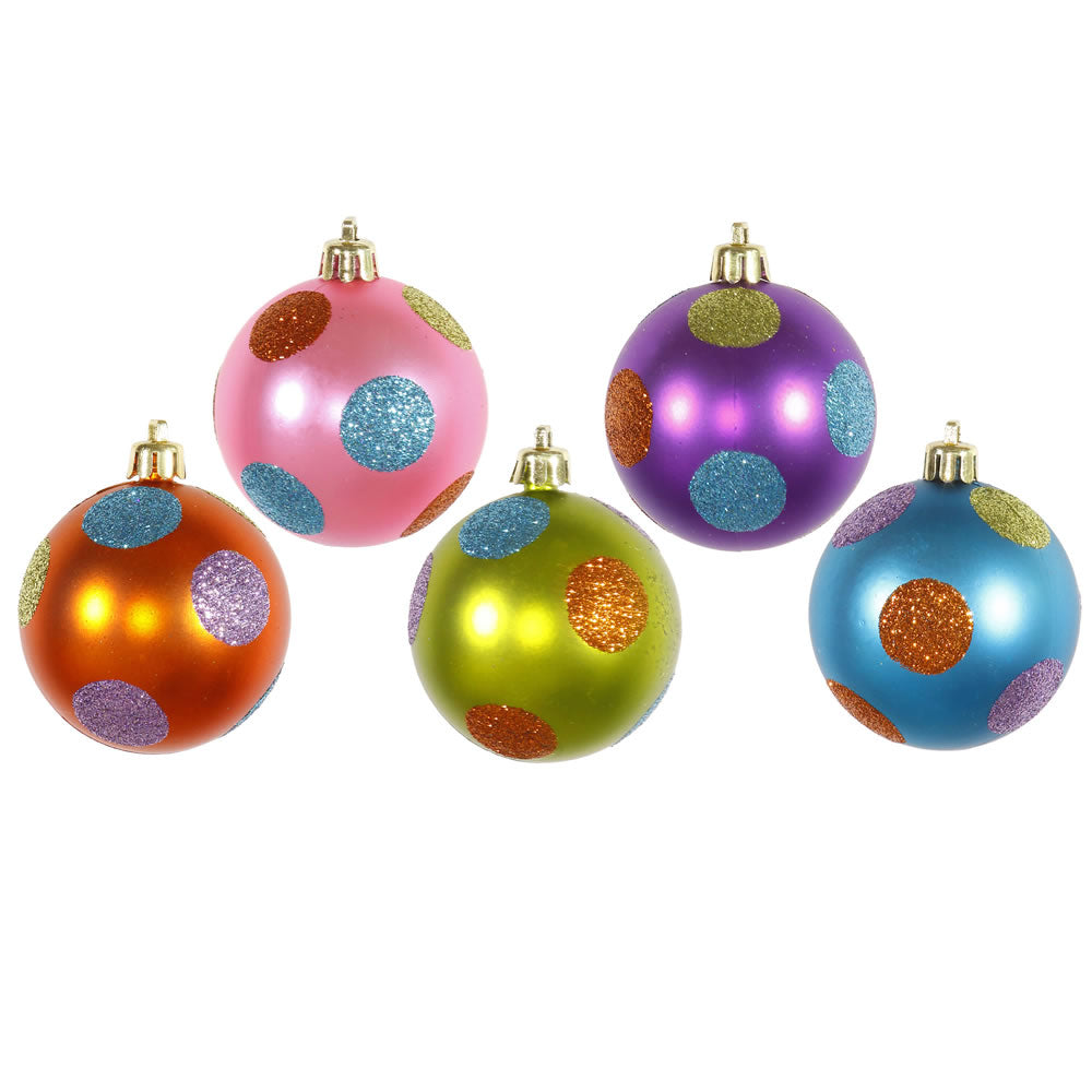 Vickerman 2.4″ Candy Polka Dot Balls Asst 15/Bx - O126215