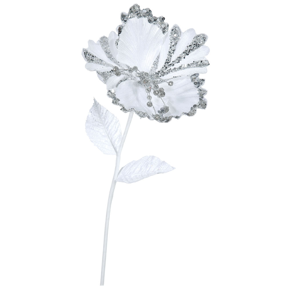 Vickerman 23″ White Hibiscus, 8″ Flower 3/Bag - OF160301