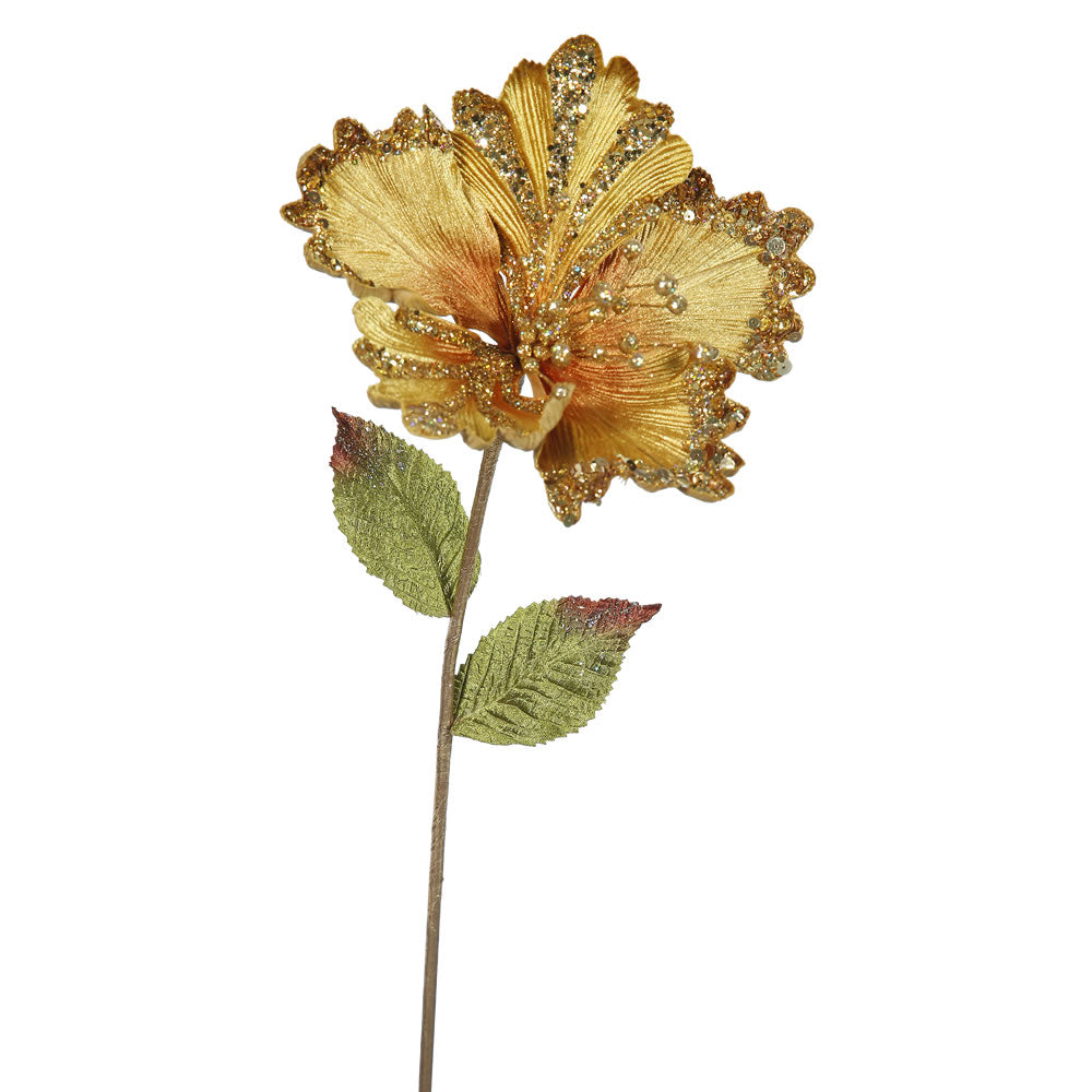Vickerman 23″ Gold Hibiscus, 8″ Flower 3/Bag - OF160308