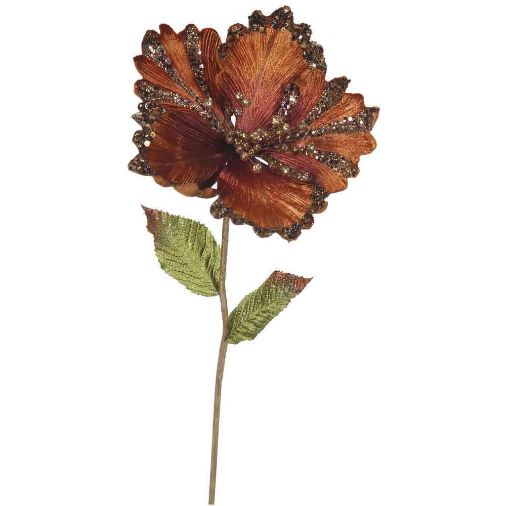 Vickerman 23″ Chocolate Hibiscus, 8″ Flower 3/Bag - OF160315