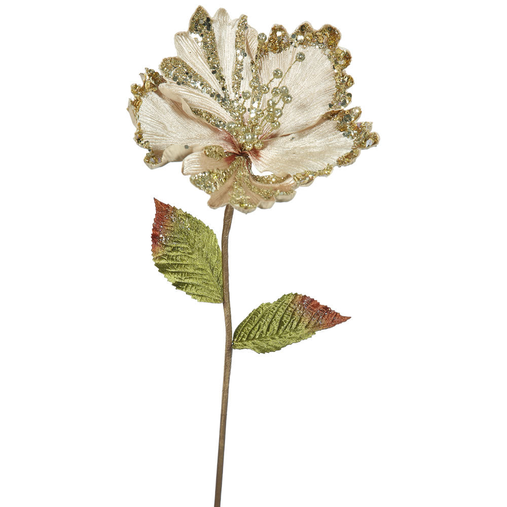 Vickerman 23″ Champagne Hibiscus, 8″ Flower 3/Bag - OF160338