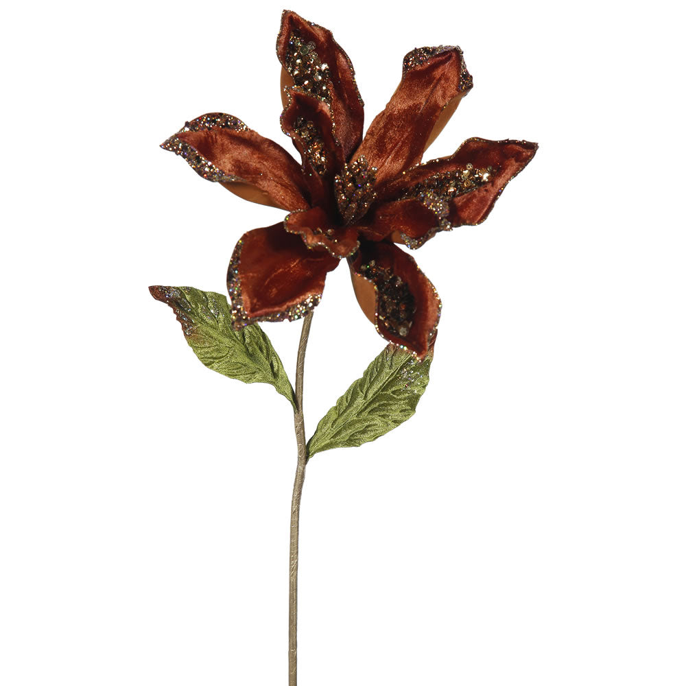Vickerman 22″ Chocolate Magnolia, 9″ Flower 3/Bag - OF160715