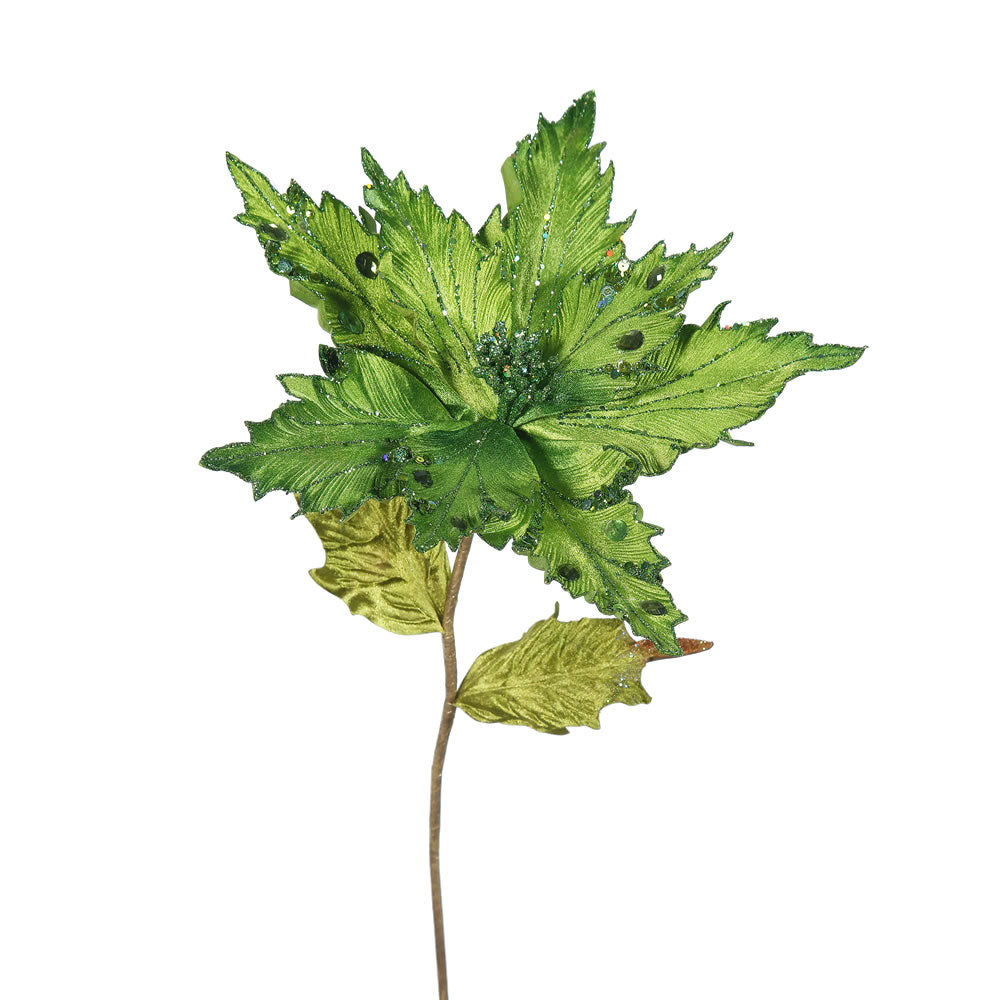 Vickerman 26″ Lime Poinsettia, 13″ Flower 3/Bag - OF160913