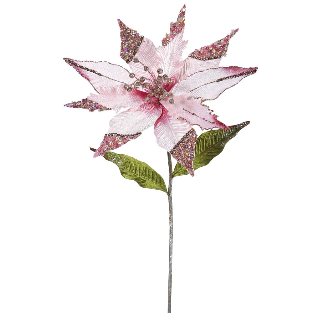 Vickerman 26″ Pink Poinsettia, 12″ Flower 3/Bag - OF161409