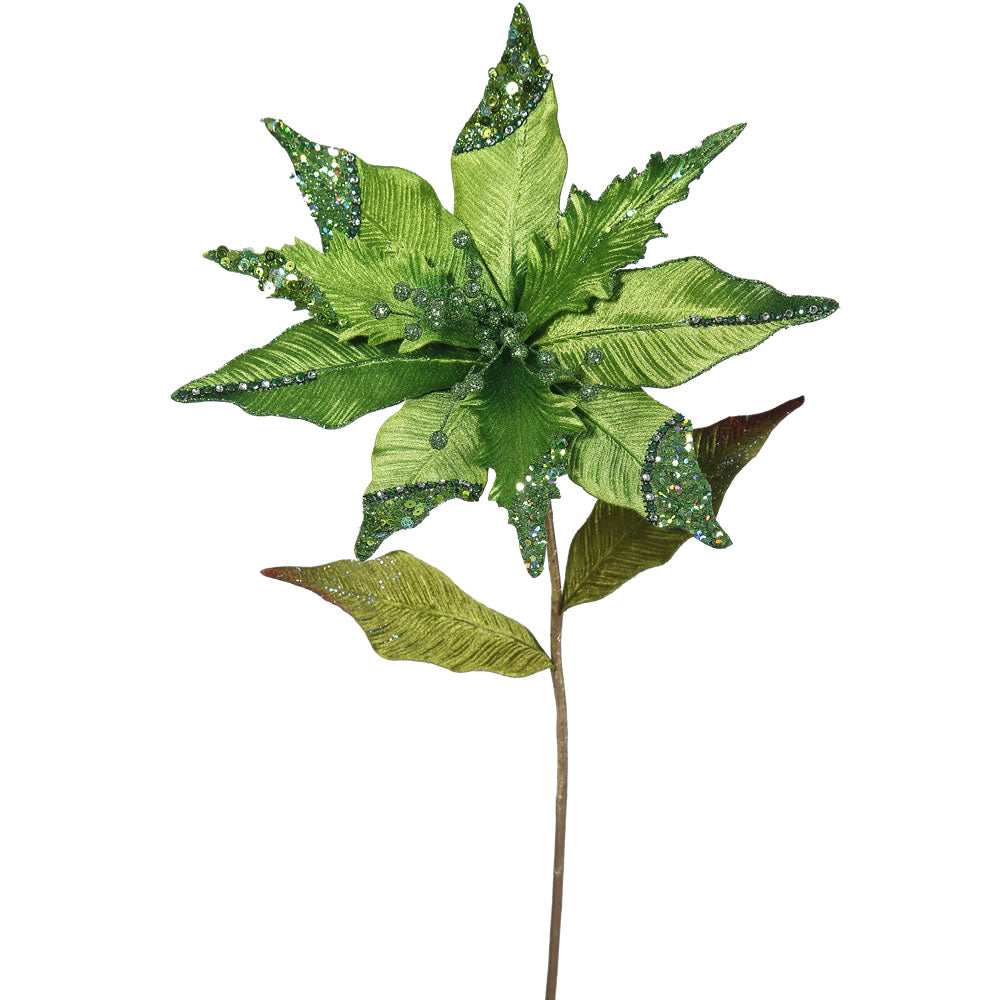 Vickerman 26″ Lime Poinsettia, 12″ Flower 3/Bag - OF161413