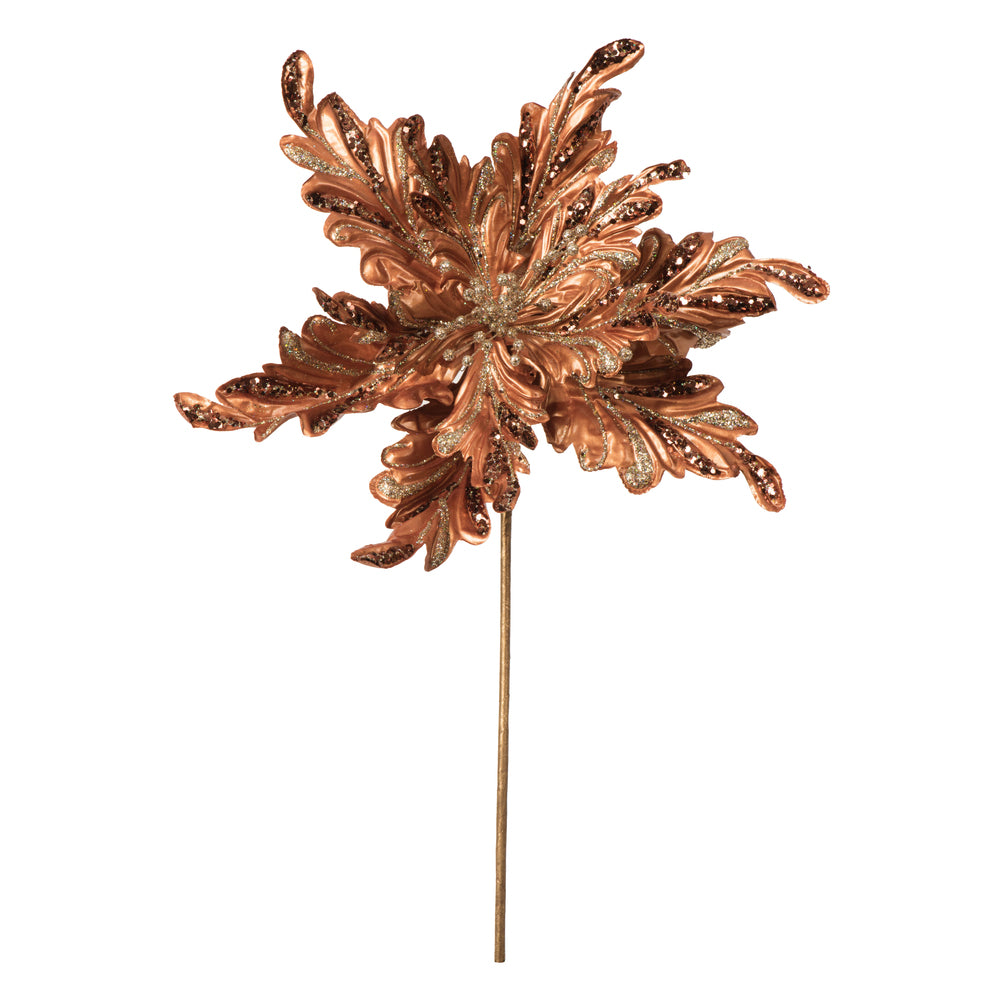 Vickerman 17” Mocha Poinsettia 14” Flower 3/Bg - OF180116
