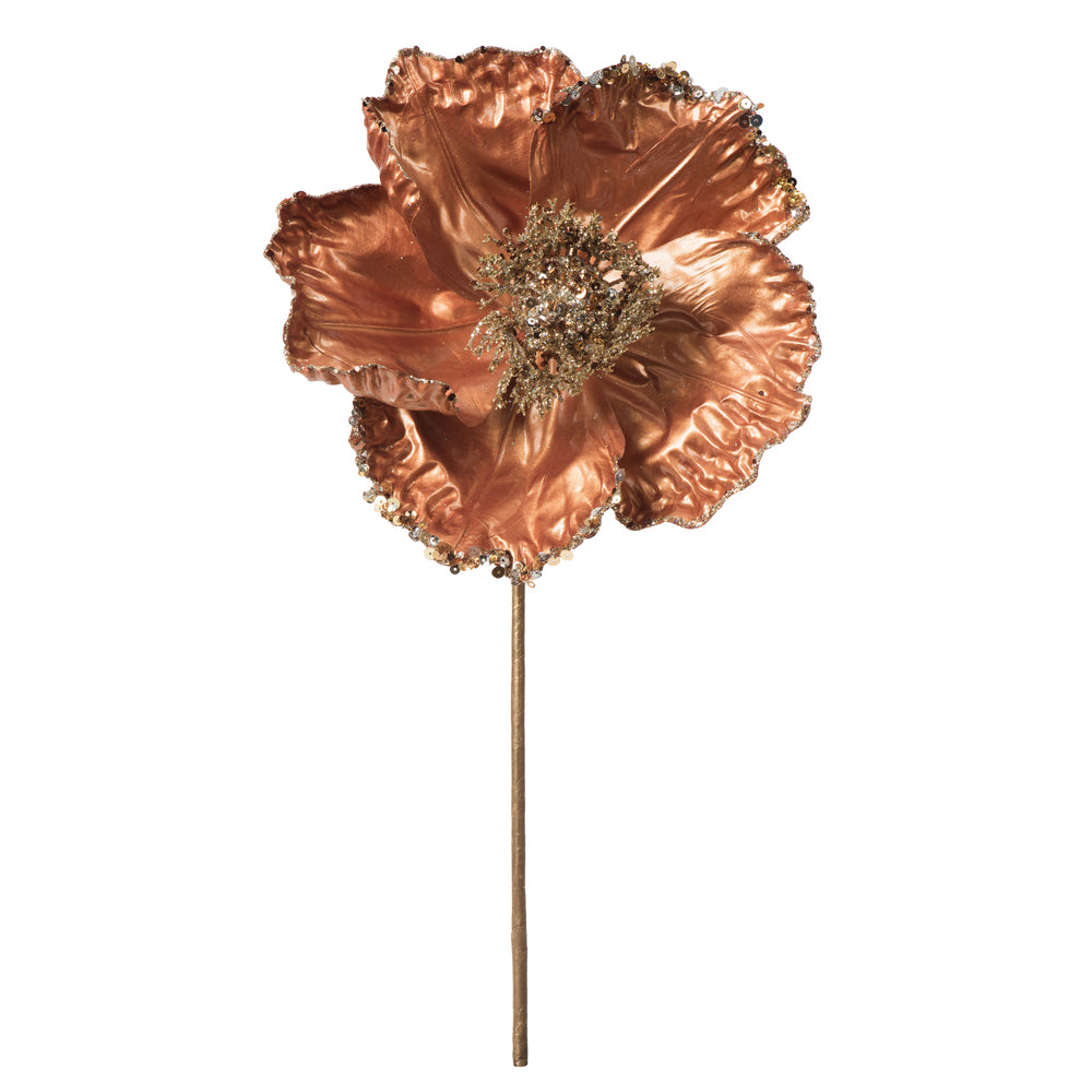 Vickerman 14” Mocha Pearl Poppy 8” Flr 3/Bg - OF180216