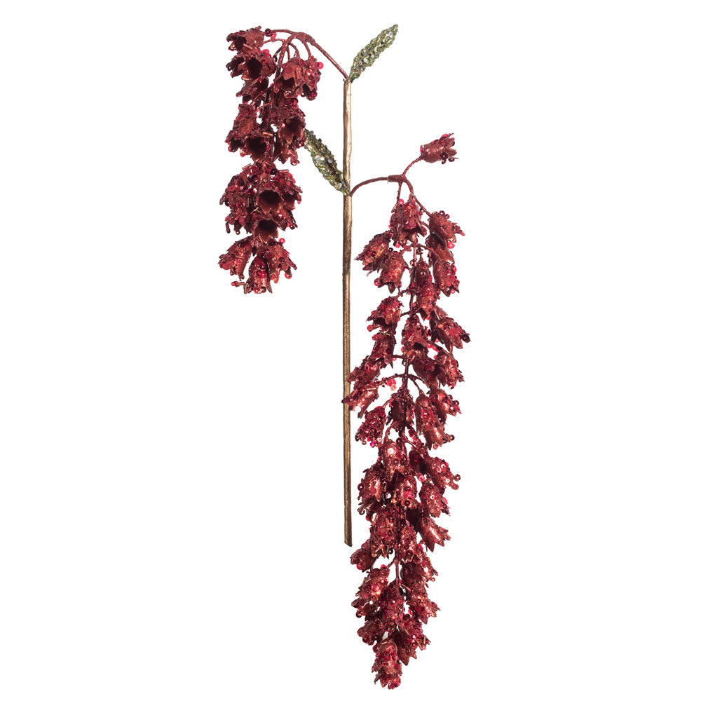 Vickerman 20” Red Glitter Hanging Foxglove 3/Bg - OF180403