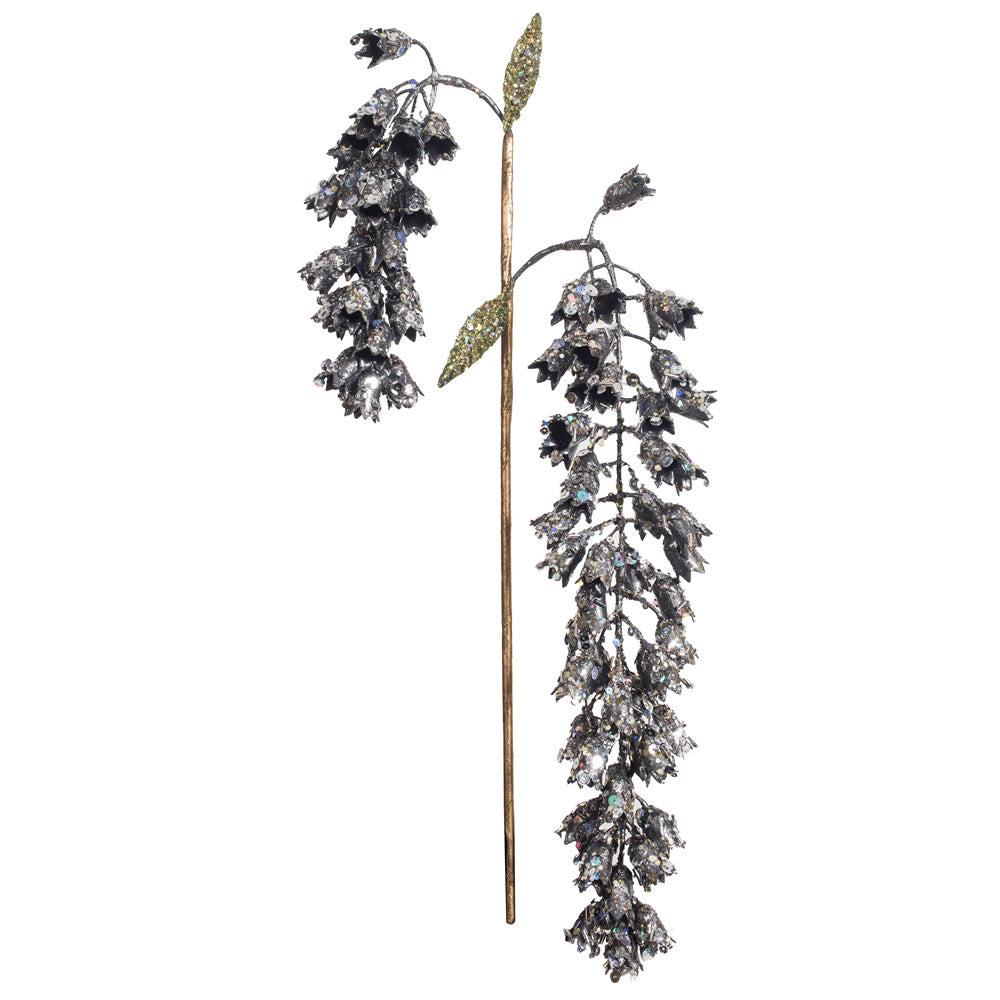 Vickerman 20” Silver Glitter Hanging Foxglove 3/Bg - OF180407