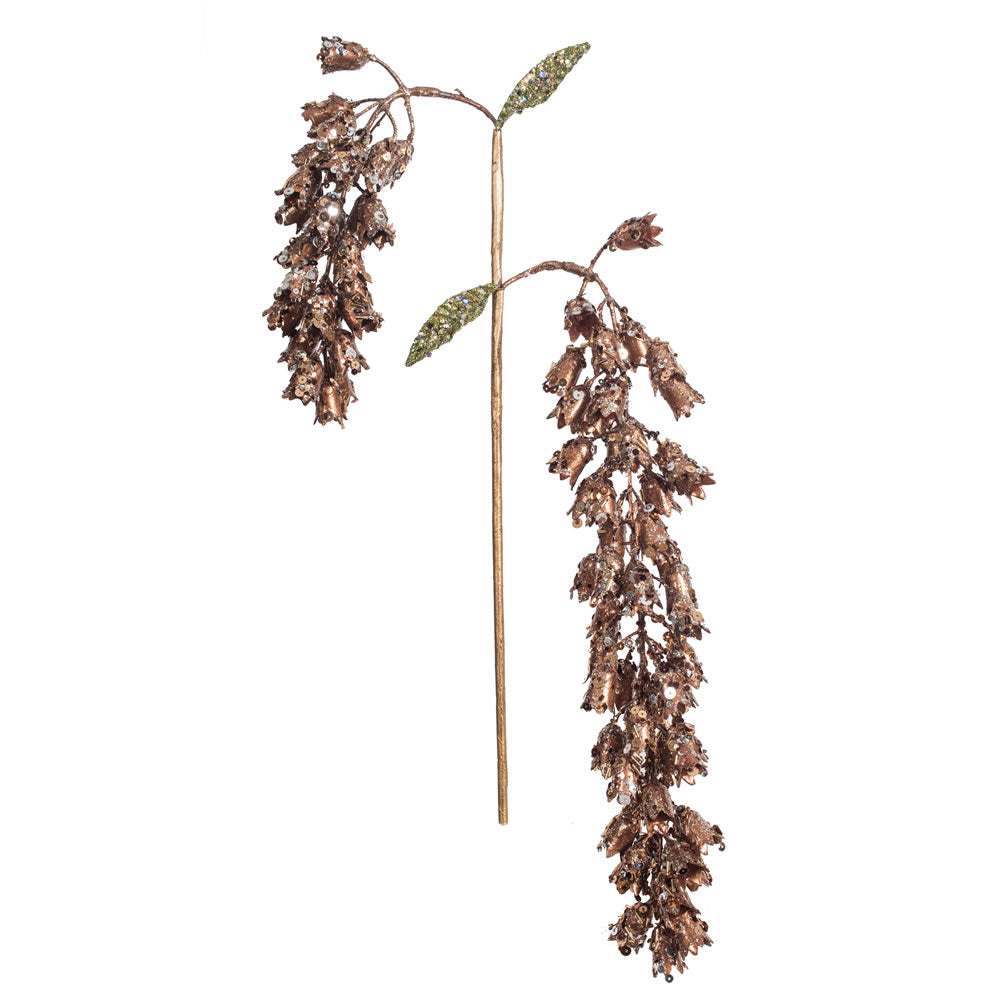 Vickerman 20” Chocolate Glitter Hanging Foxglove 3 - OF180415