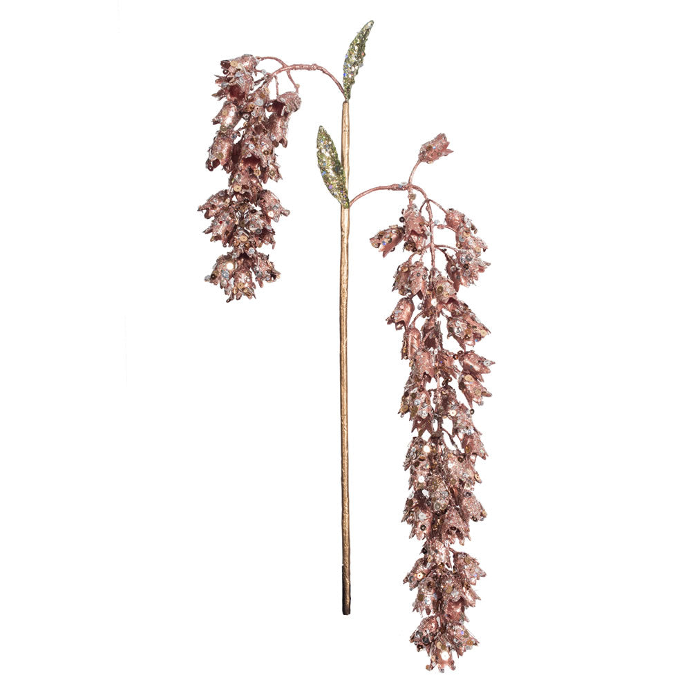 Vickerman 20” Rose Gold Glitter Hang Foxglove 3/Bg - OF180458
