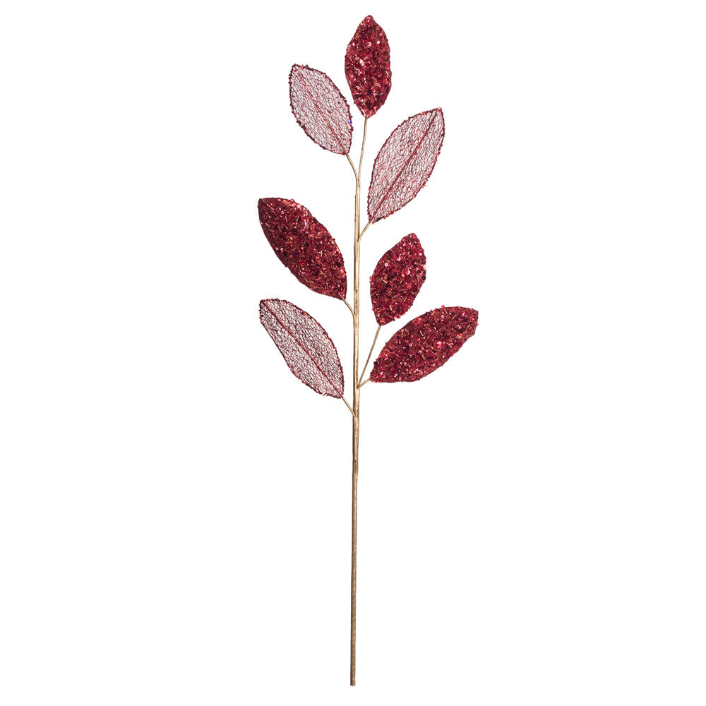 Vickerman 20” Red Mesh Apple Leaf Spray 3/Bg - OF180803