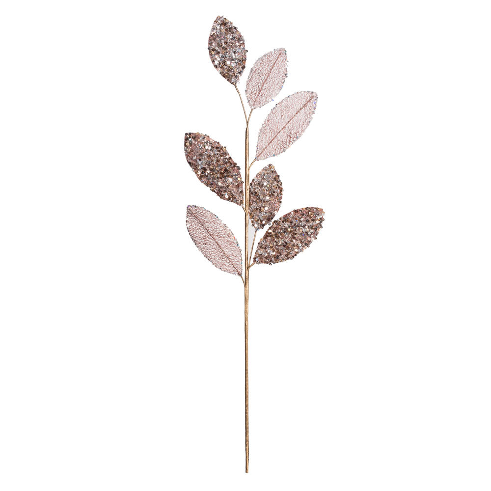 Vickerman 20” Rose Gold Mesh Apple Leaf Spray 3/Bg - OF180858