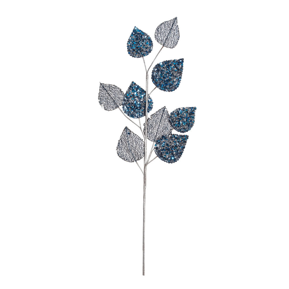Vickerman 20” Blue Mesh Mulberry Leaf Spray 3/Bg - OF180902