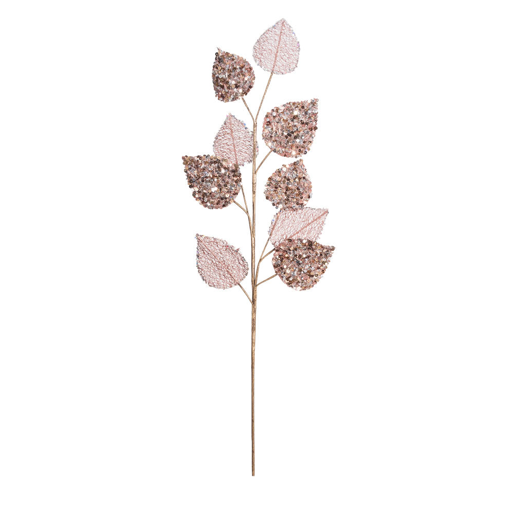 Vickerman 20” Rose Gold Mulberry Leaf Spray 3/Bg - OF180958