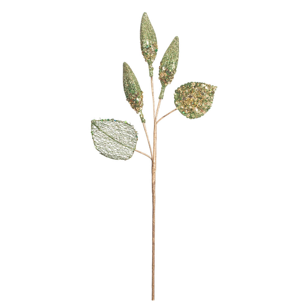 Vickerman 20” Green Magnolia Bulb Spray 3/Bg - OF181004