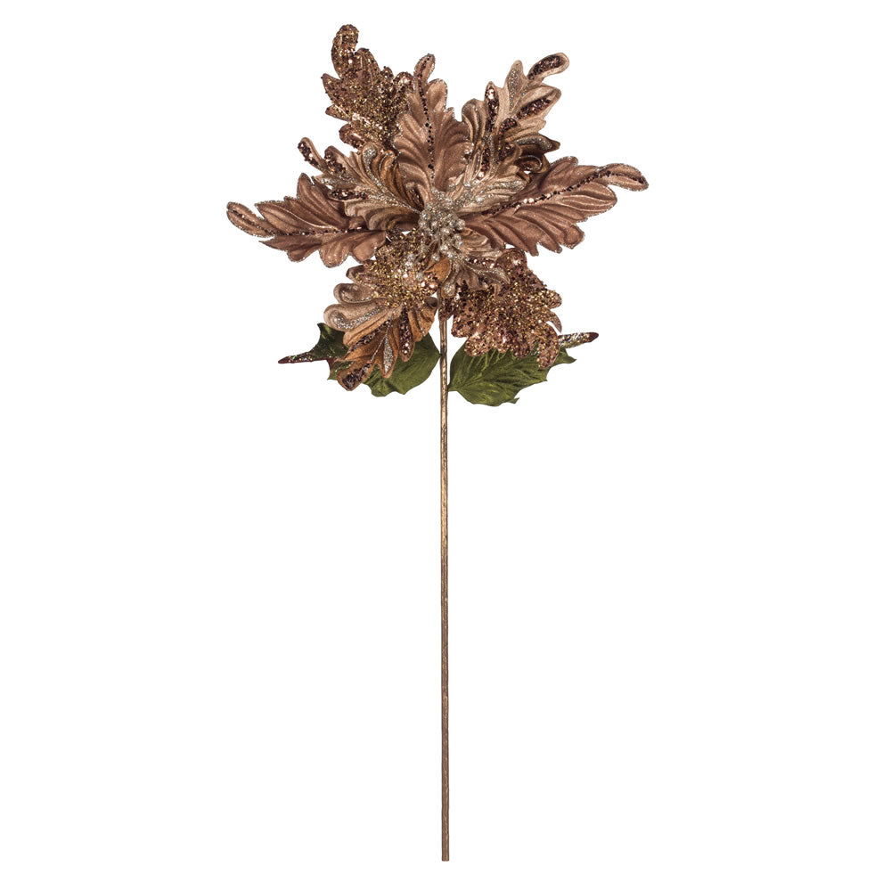 Vickerman 20” Chocolate Poinsettia 14” Flower 3/Bg - OF181215