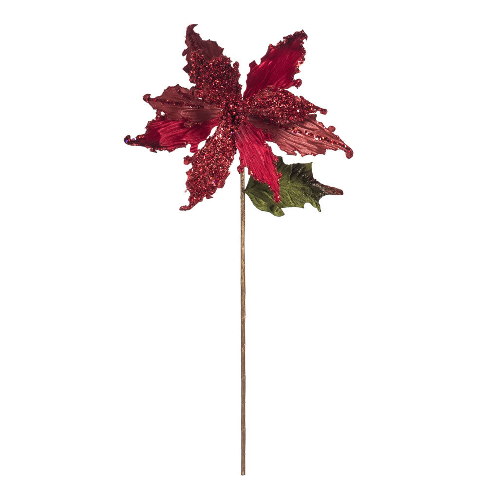 Vickerman 20” Red Poinsettia 12” Flower 3/Bg - OF181403