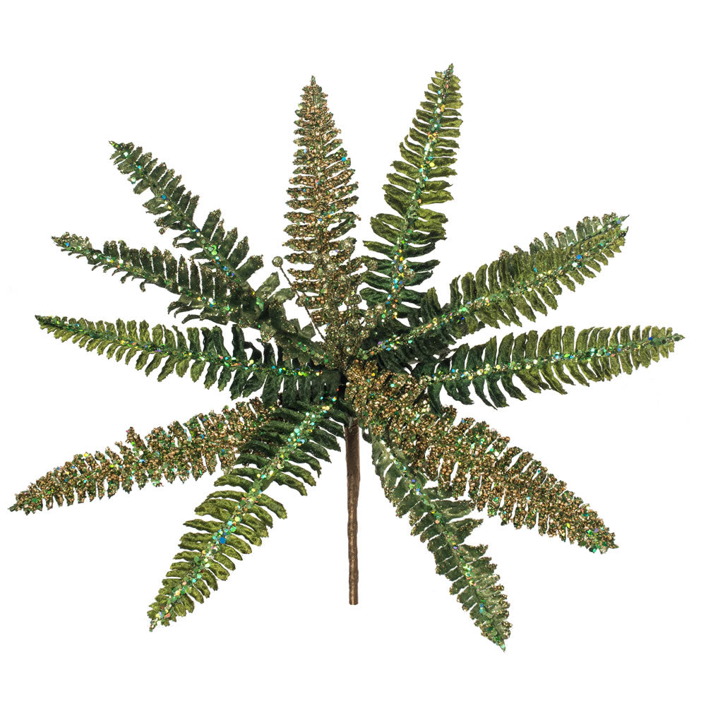 Vickerman 20” Green Fern Flower Spray 3/Bg - OF181604