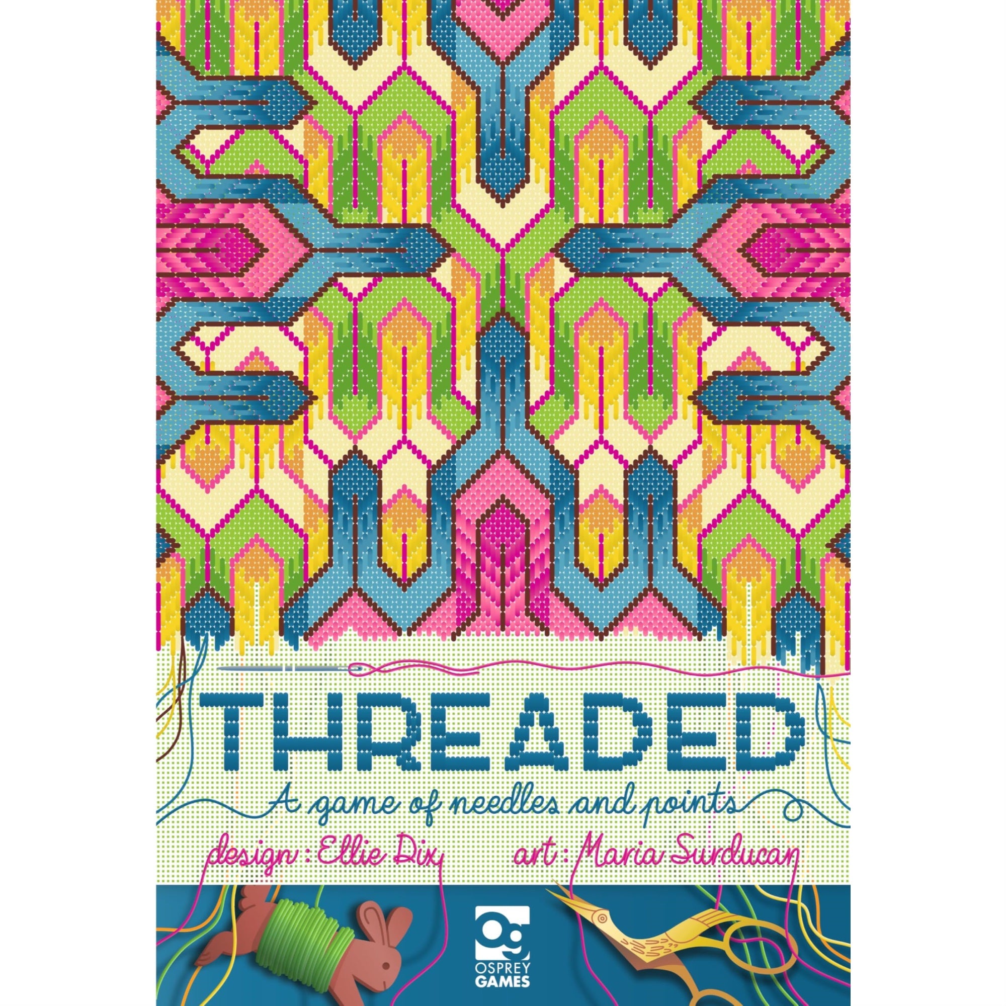 Threaded: A Game of Needles and Points by Osprey Games | Worker Placement Strategy Board Game for 2-5 Players, Ages 14+ | 30-45 Min | Easy to Learn Crafting Game