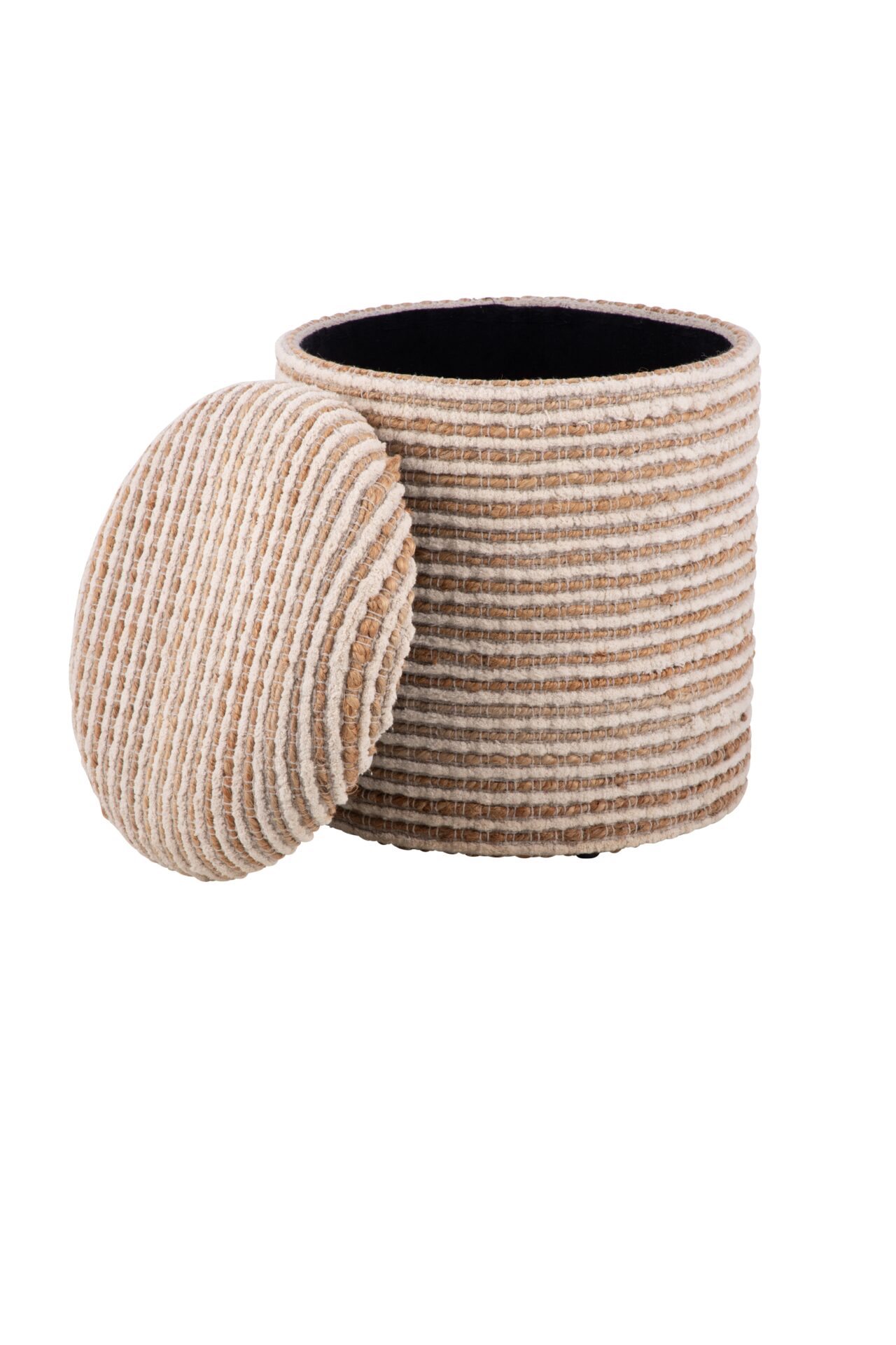 Handwoven Heracles Cotton Jute Stripe Storage Ottoman