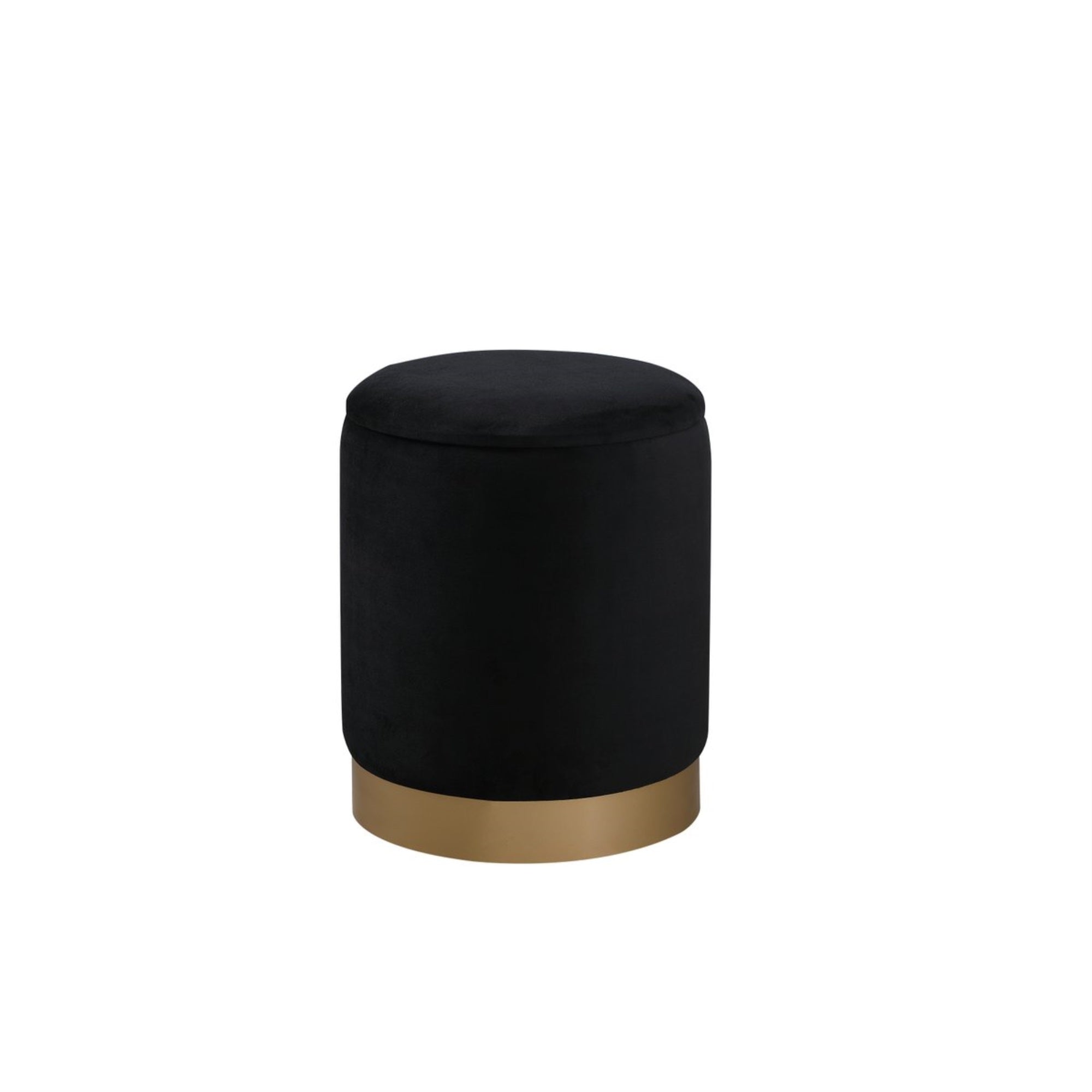 Ozman Round 14 Inch Ottoman In Black