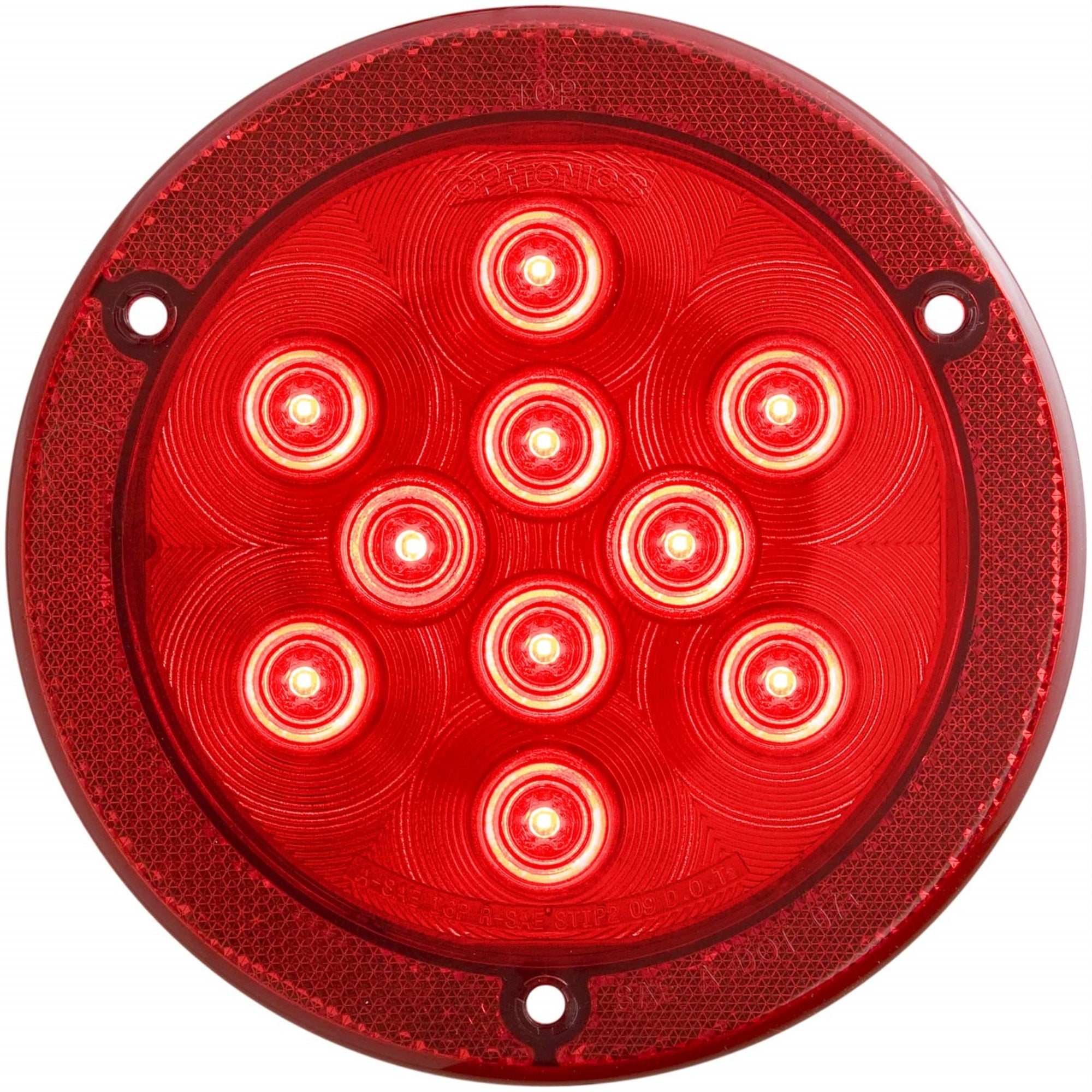 Optronics Stl43Rbxp 4' Round Sealed Led Light With Reflex, Red