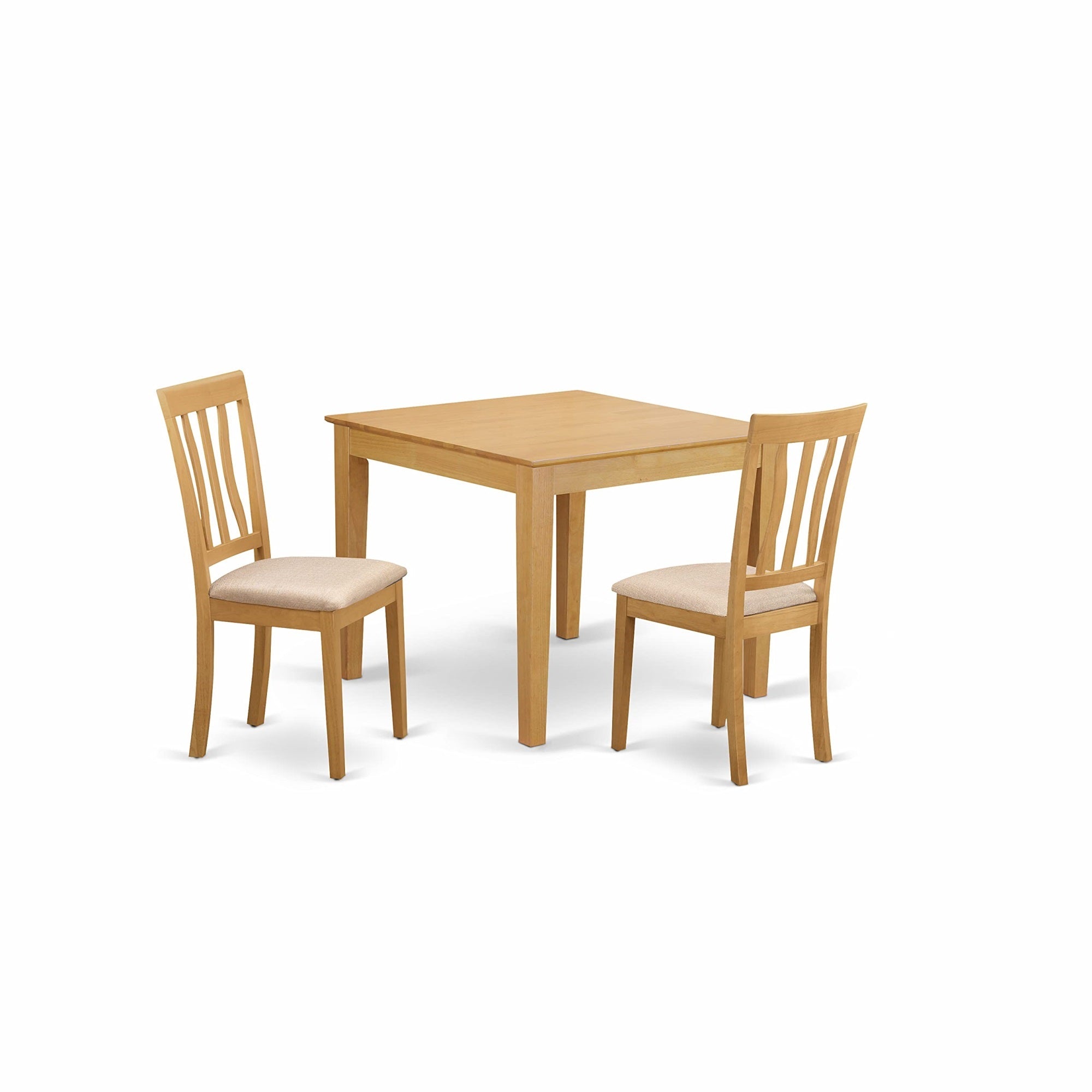 Casafoyer Oxan3-Oak-C 3 Piece Dining Table Set For Small Spaces Contains A Square Dining Room Table And 2 Linen Fabric Upholstered Chairs, 36X36 Inch, Oak