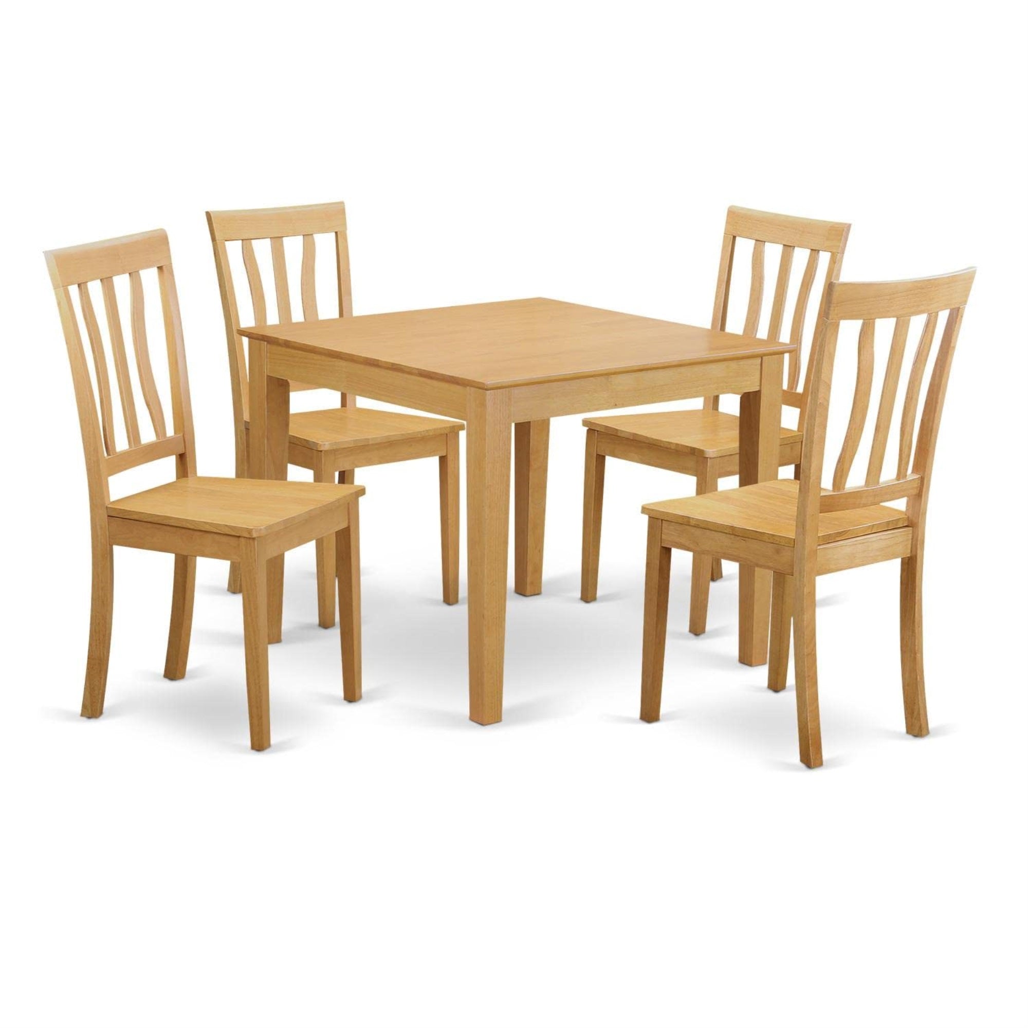 Casafoyer Oxan5-Oak-W 5 Piece Modern Dining Table Set Includes A Square Wooden Table And 4 Kitchen Dining Chairs, 36X36 Inch, Oak