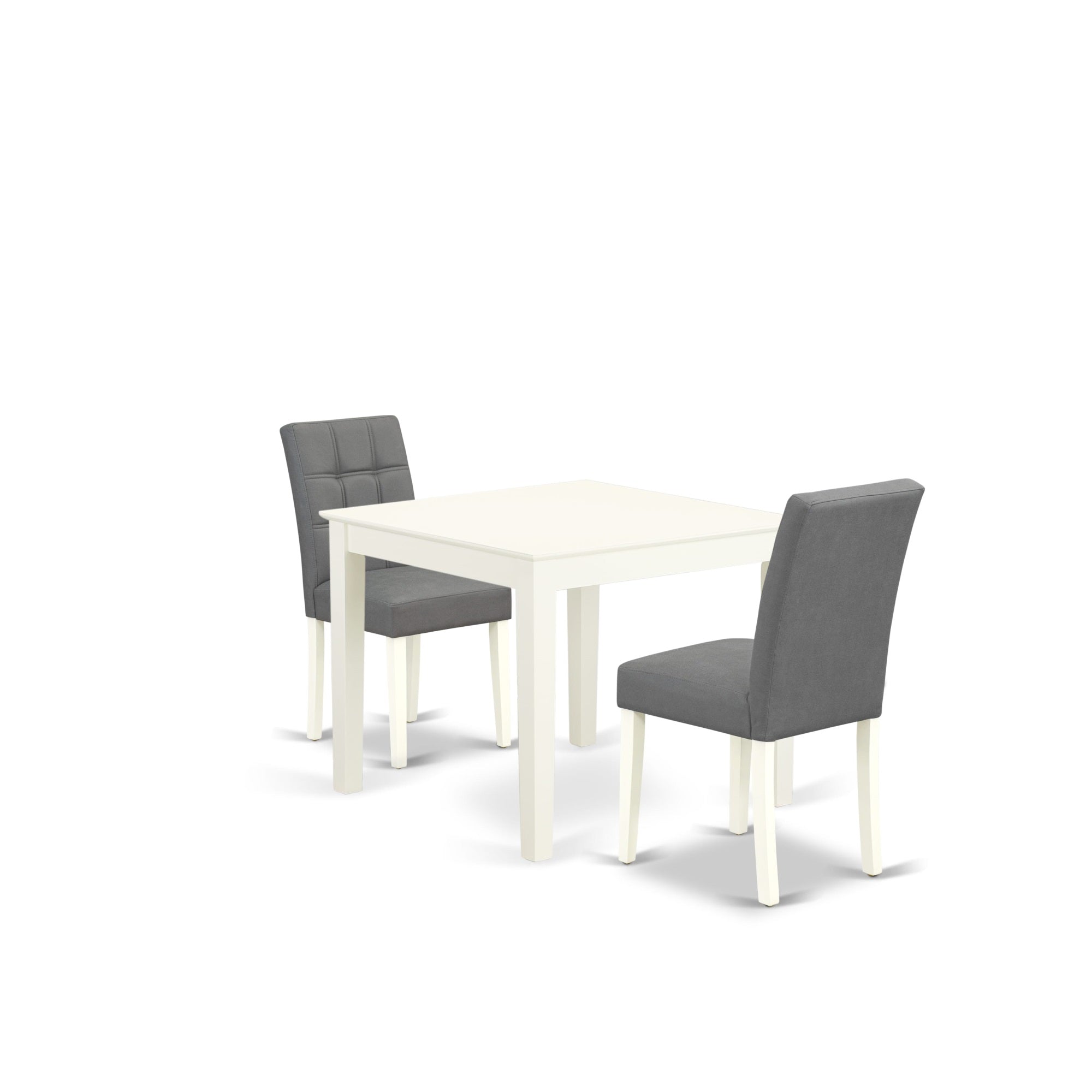 East West Furniture Oxas3-Lwh-41 3 Piece Dinner Table Set Consists A Dining Kitchen Table And 2 Platinum Gray Faux Leather Wood Chairs With Stylish Back- Linen White Finish