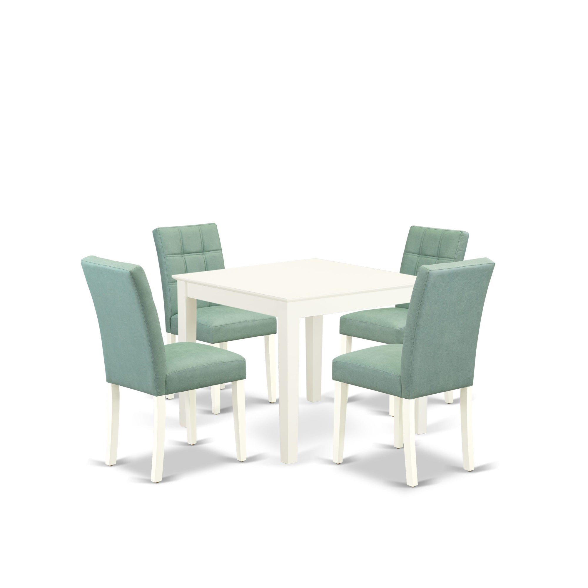 East West Furniture Oxas5-Lwh-43 5 Piece Kitchen Dining Table Set Consists A Dinner Table And 4 Willow Green Faux Leather Kitchen Chairs, Linen White