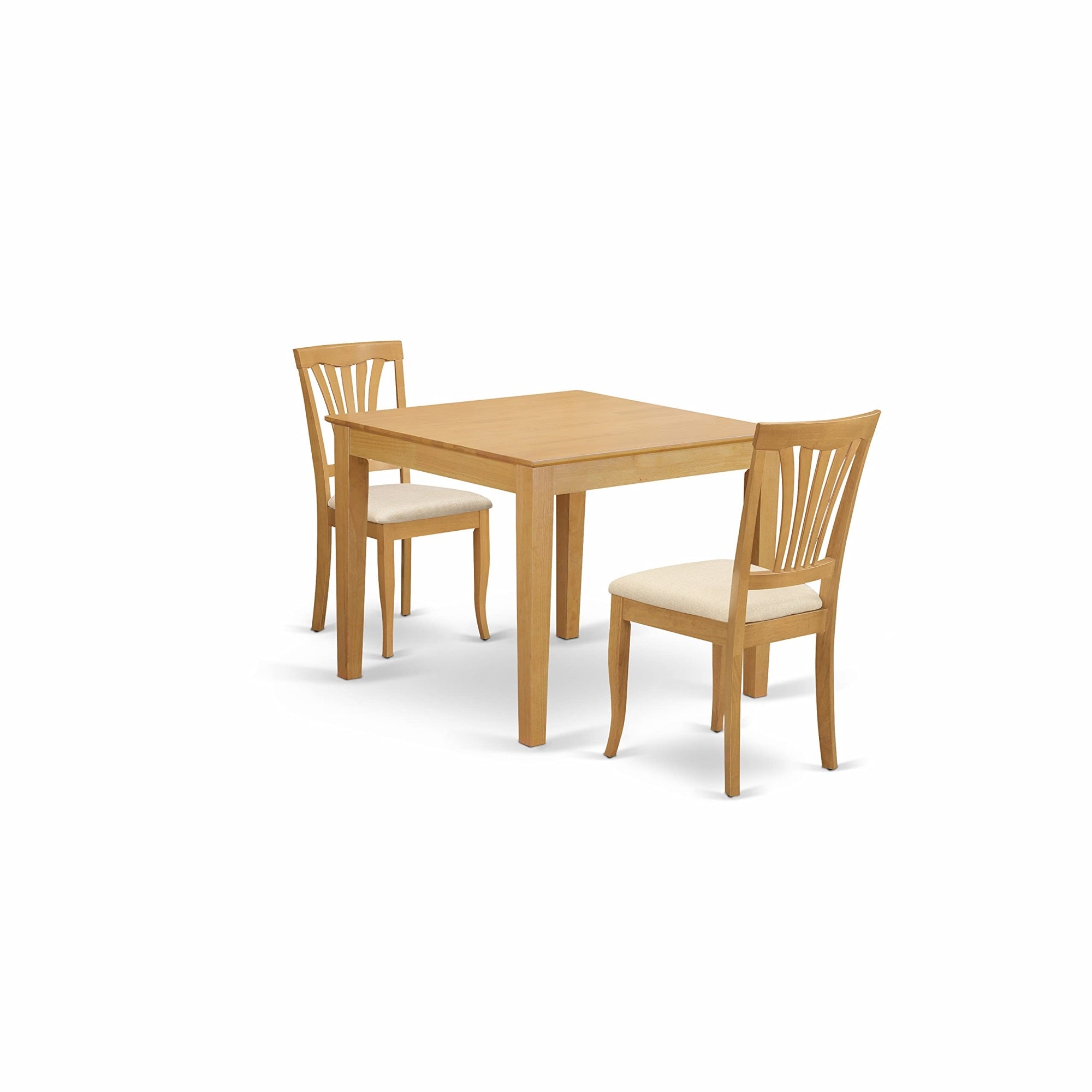 East West Furniture Oxav3-Oak-C Oxford 3 Piece Kitchen Set Contains A Square Table And 2 Linen Fabric Dining Room Chairs, 36X36 Inch