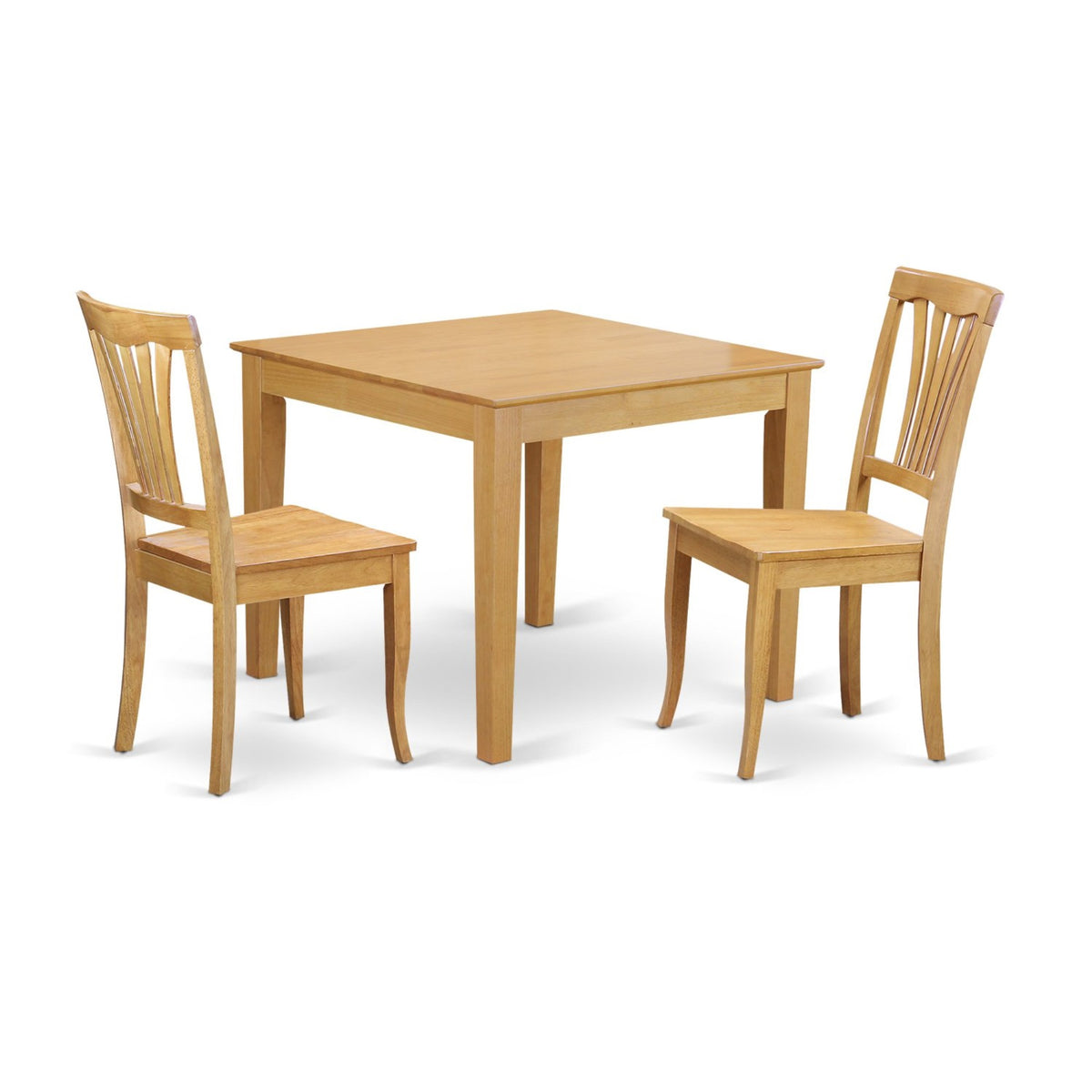 East West Furniture Oxav3-Oak-W Oxford 3 Piece Kitchen Set Contains A Square Table And 2 Dining Room Chairs, 36X36 Inch