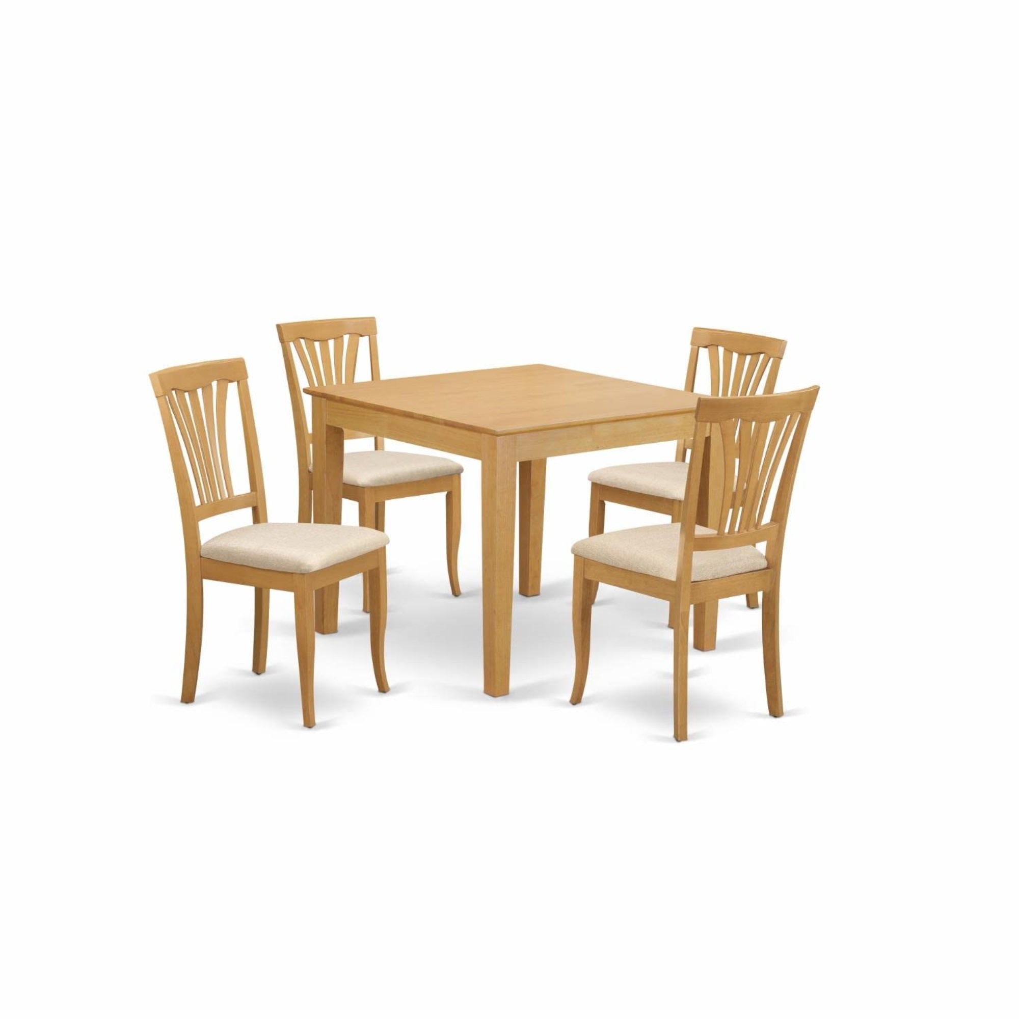 Casafoyer Oxav5-Oak-C 5 Piece Dinette Set For 4 Includes A Square Dining Room Table And 4 Linen Fabric Kitchen Dining Chairs, 36X36 Inch, Oak