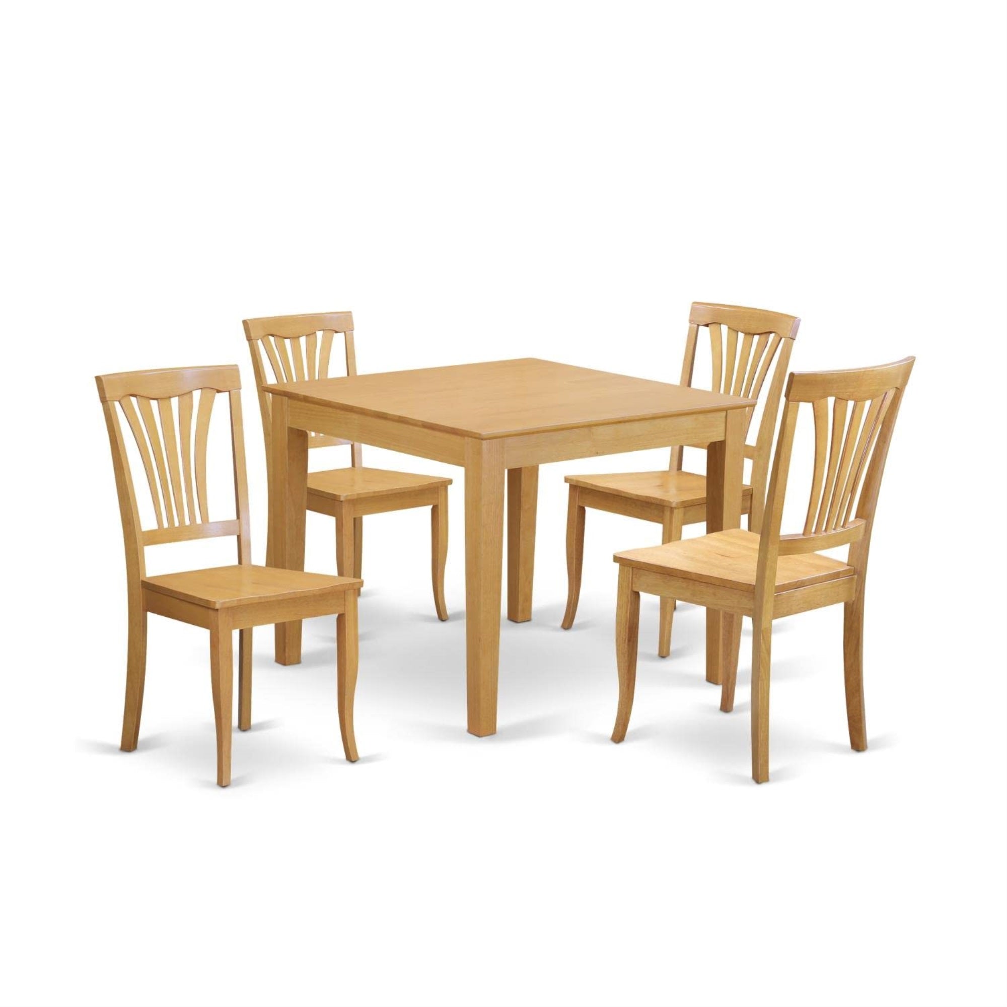 Casafoyer Oxford 5 Piece Set Includes A Square Dinner Table And 4 Kitchen Dining Chairs, 36X36 Inch, Oxav5-Oak-W