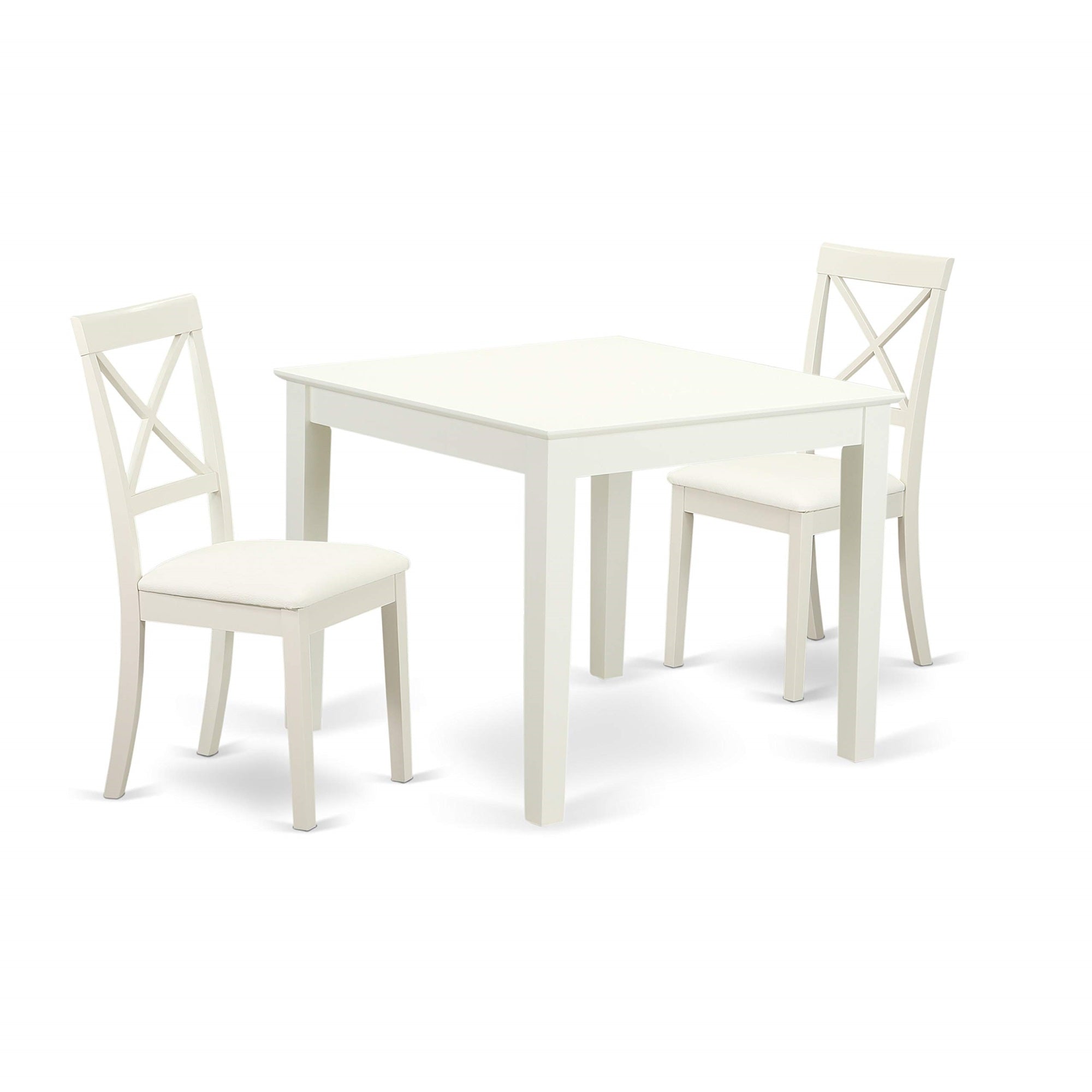 East West Furniture Oxbo3-Lwh-Lc Oxford 3 Piece Modern Set Contains A Square Wooden Table And 2 Faux Leather Dining Room Chairs, 36X36 Inch
