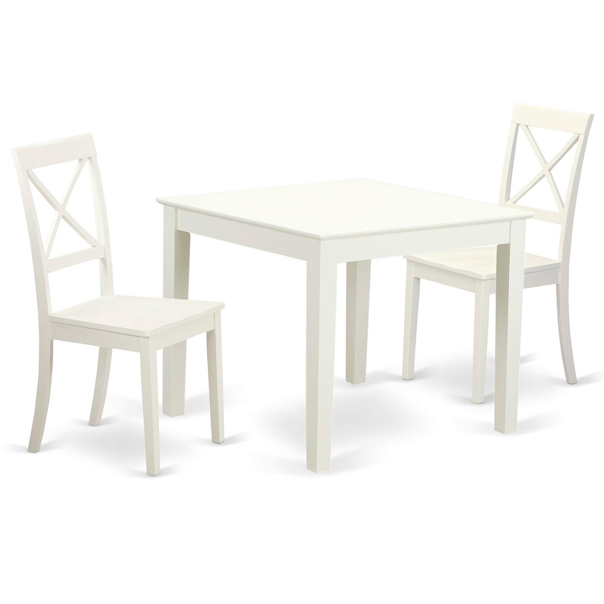 East West Furniture Oxbo3-Lwh-W Oxford 3 Piece Kitchen Set Contains A Square Table And 2 Dining Room Chairs, 36X36 Inch