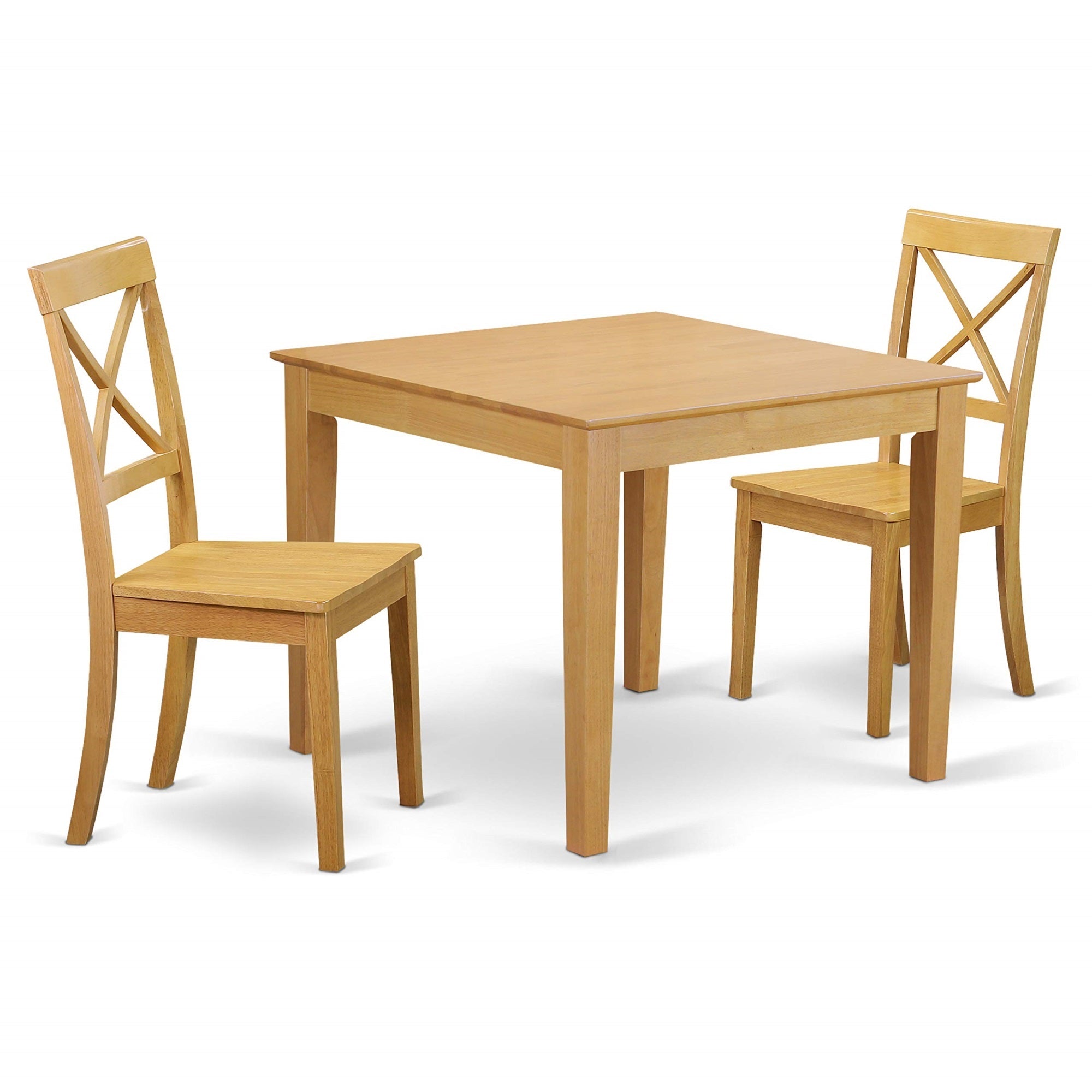 Casafoyer Oxford 3 Piece Set Contains A Square Dining Room Table And 2 Kitchen Chairs, 36X36 Inch, Oak