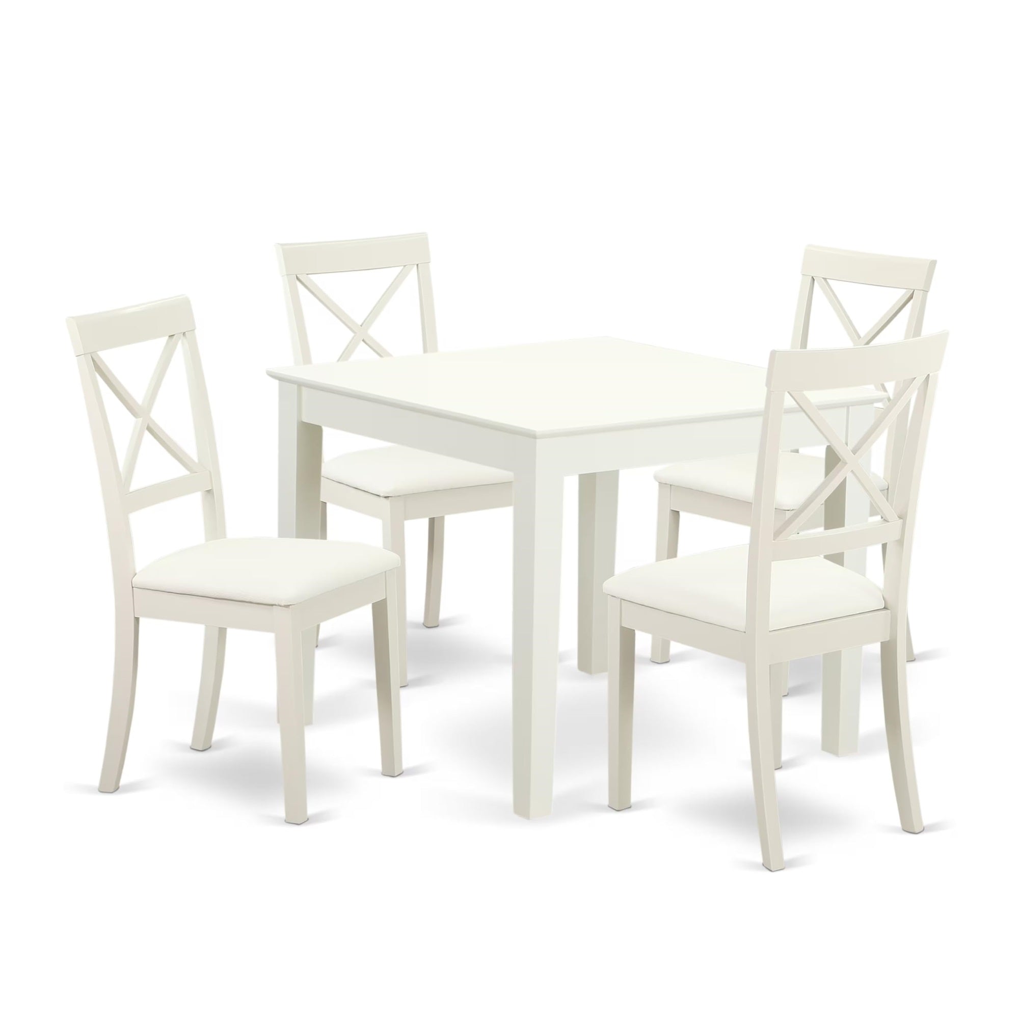 Casafoyer Oxbo5-Lwh-Lc Oxford 5 Piece Dinette Set For 4 Includes A Square Table And 4 Faux Leather Dining Room Chairs, 36X36 Inch