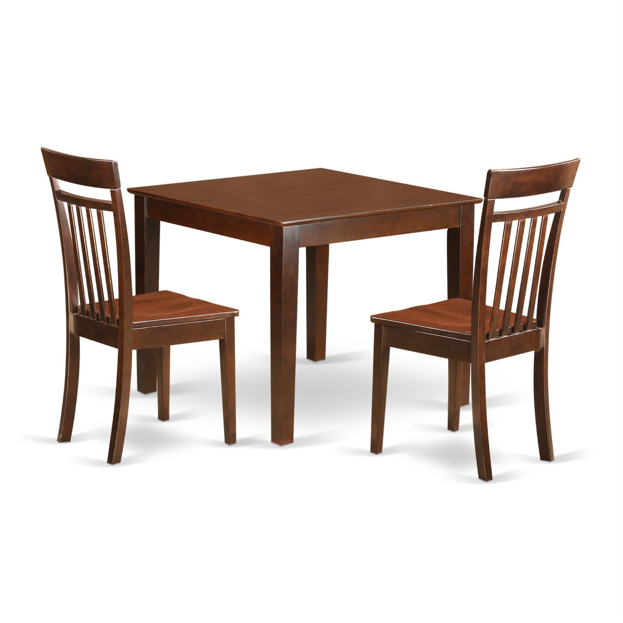 East West Furniture Oxca3-Mah-Lc Oxford 3 Piece Dinette Set For Small Spaces Contains A Square Table And 2 Faux Leather Dining Room Chairs, 36X36 Inch, Mahogany